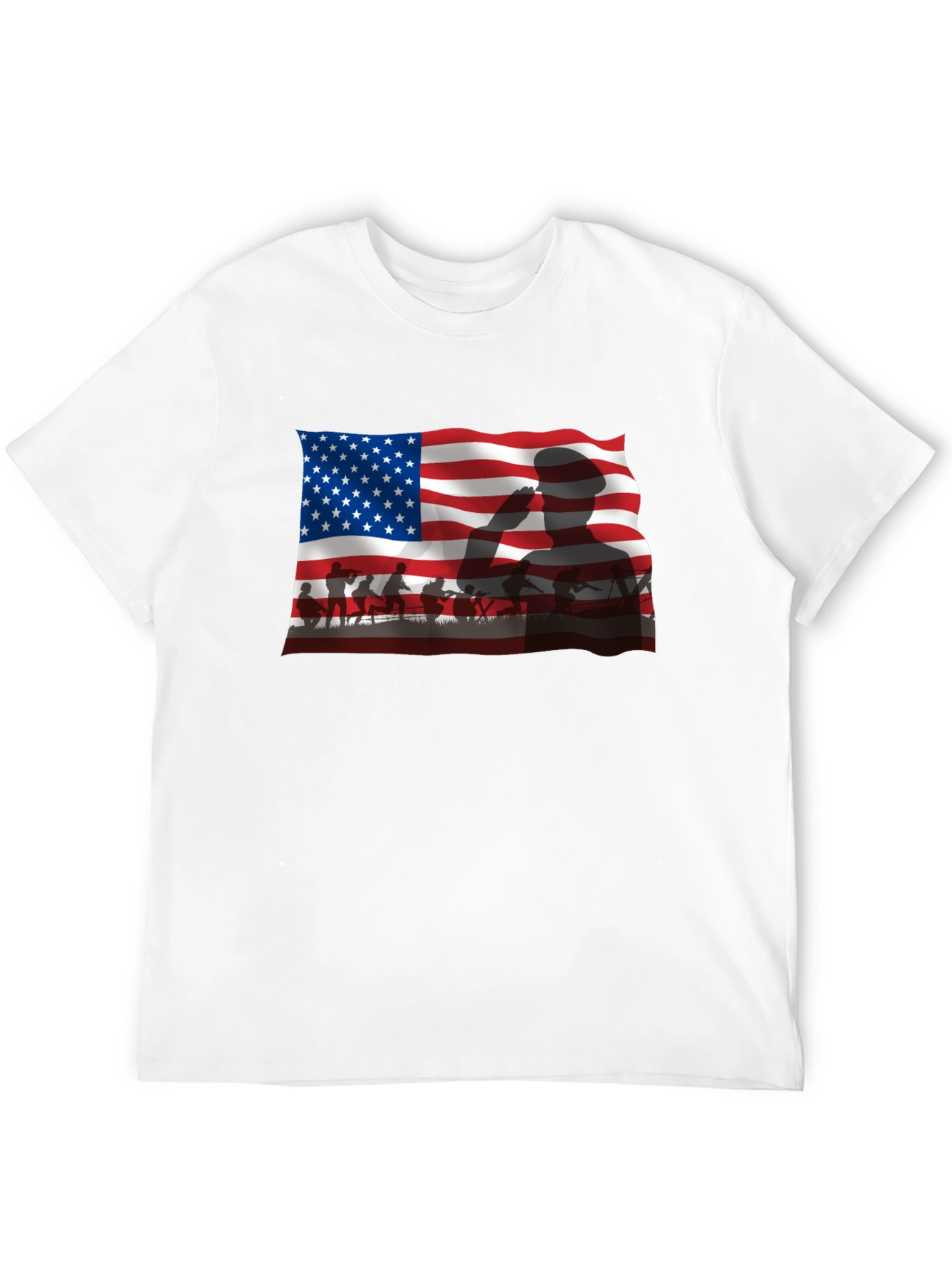 Patriotic US Flag Silhouette Mens T-Shirt