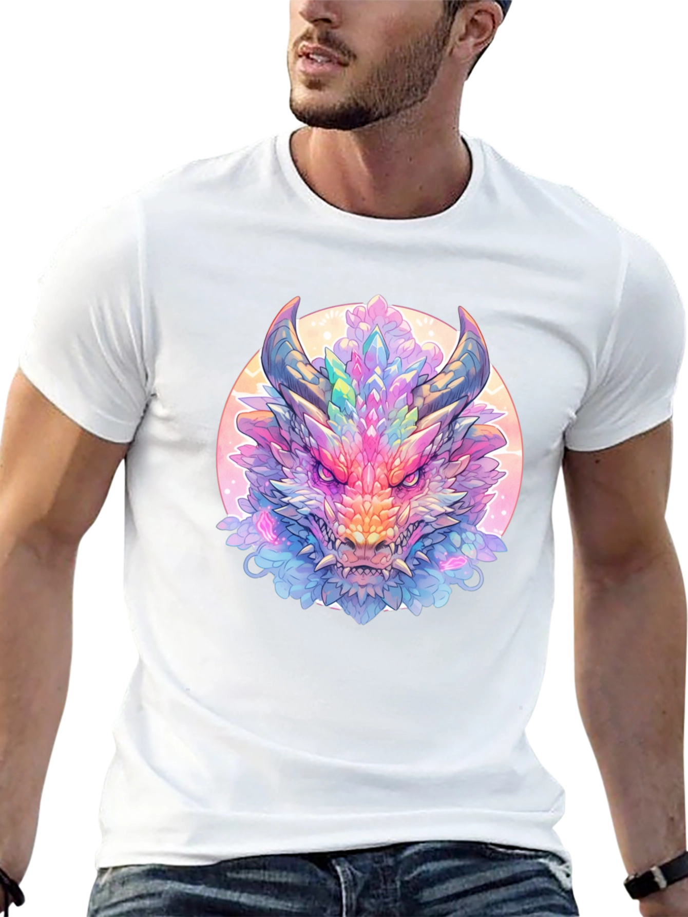 Crystal Dragon Graphic Tee - Fantasy Art Shirt