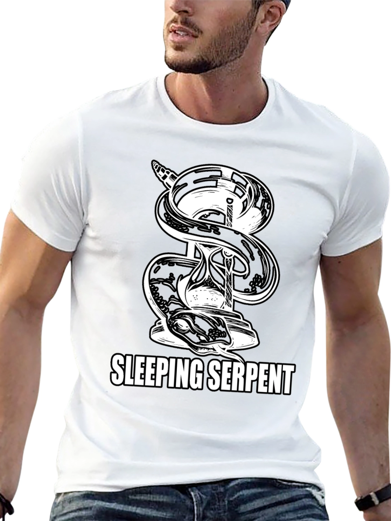 Sleeping Serpent Graphic T-Shirt - Black