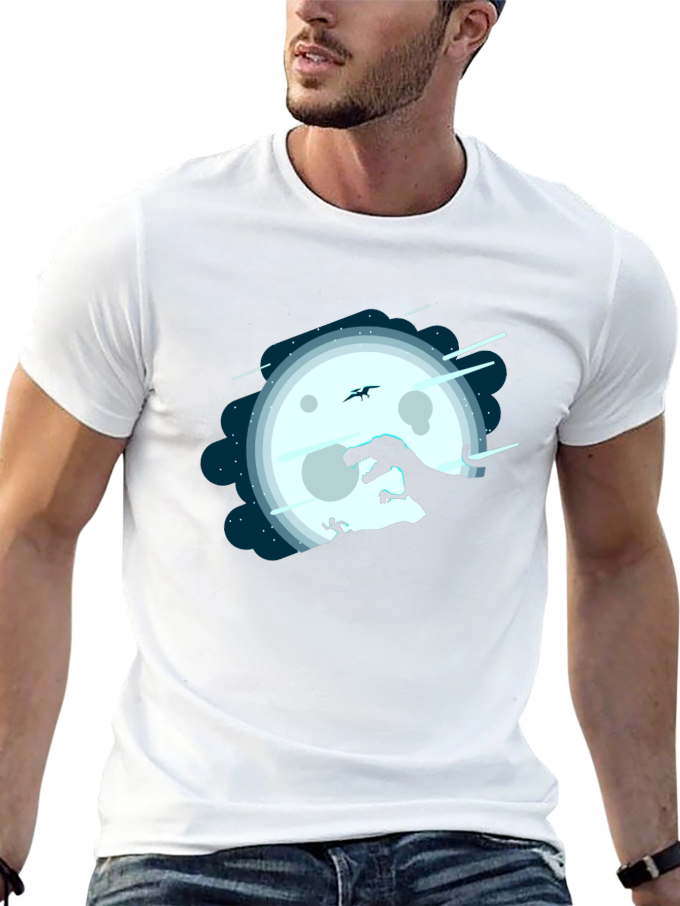 Dino Moon T-Shirt - Chase Under the Night Sky