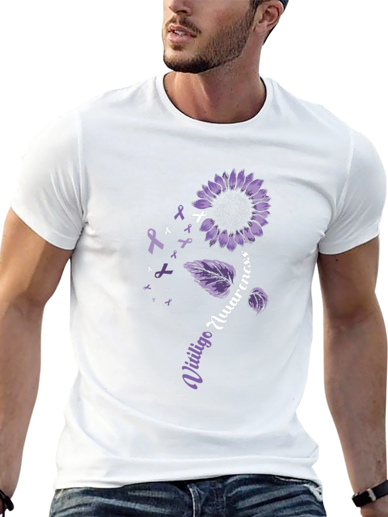 Vitiligo Awareness Sunflower Graphic T-Shirt