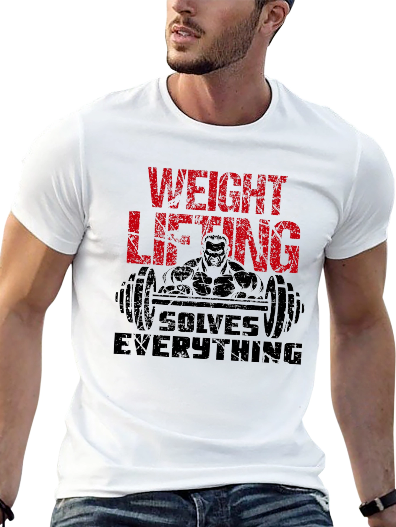 Weight Lifting Solves Everything Mens Black T-Shirt