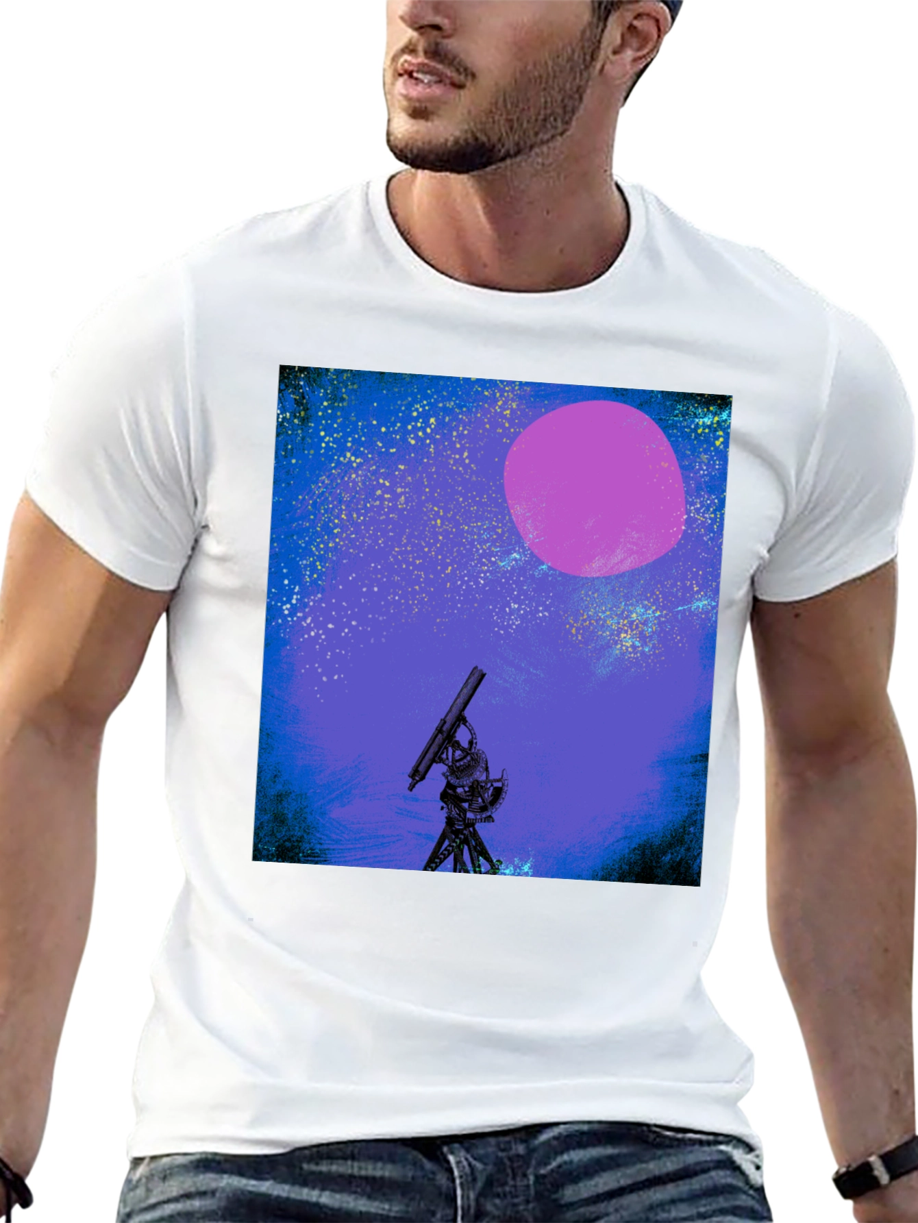 Space Telescope Graphic Tee - Night Sky Design