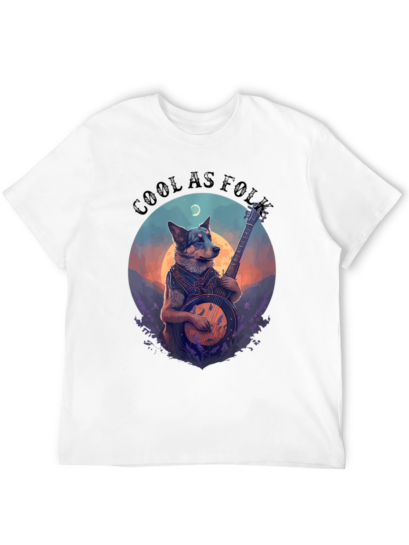 Cool as Folk Dog Musician Graphic T-Shirt