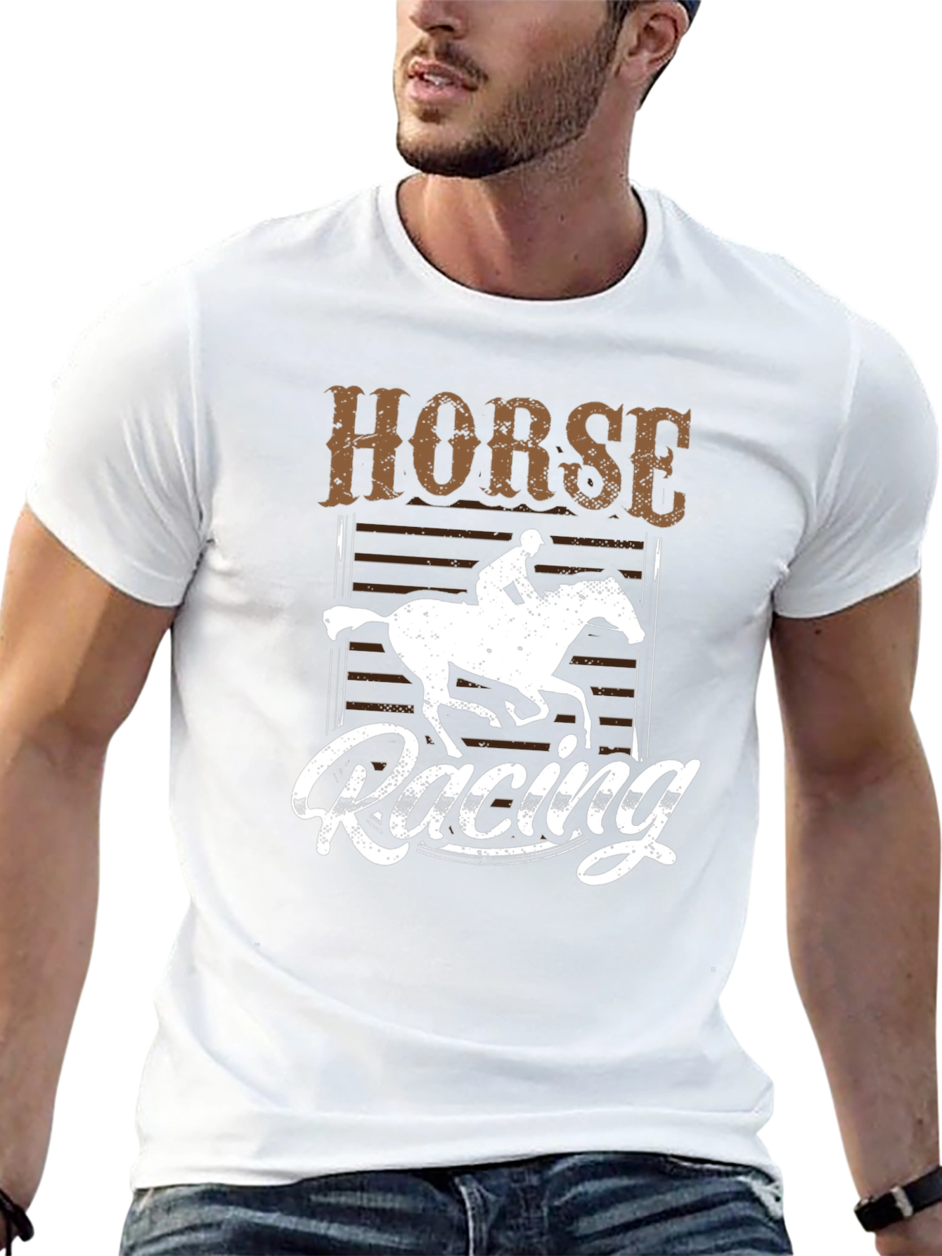 Horse Racing Graphic Tee - Unisex Black T-Shirt