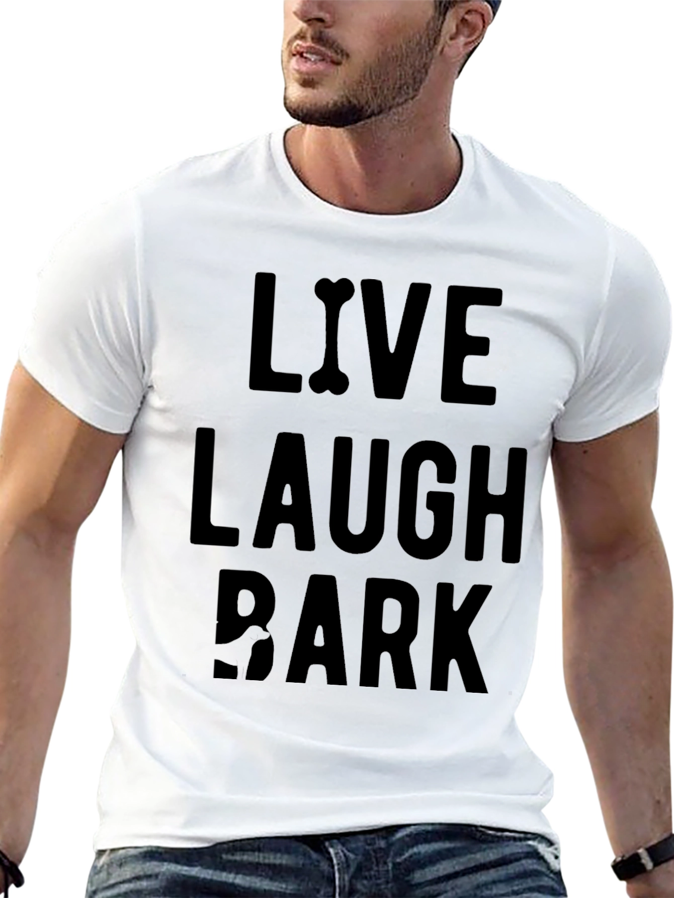 Live Laugh Bark Black Graphic T-Shirt