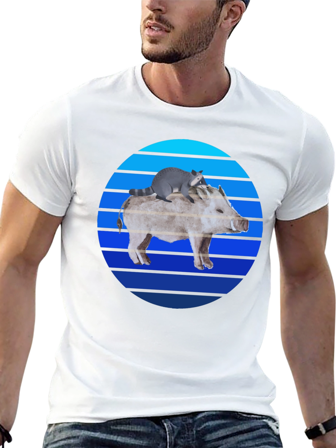 Boar and Raccoon Sunset Tee