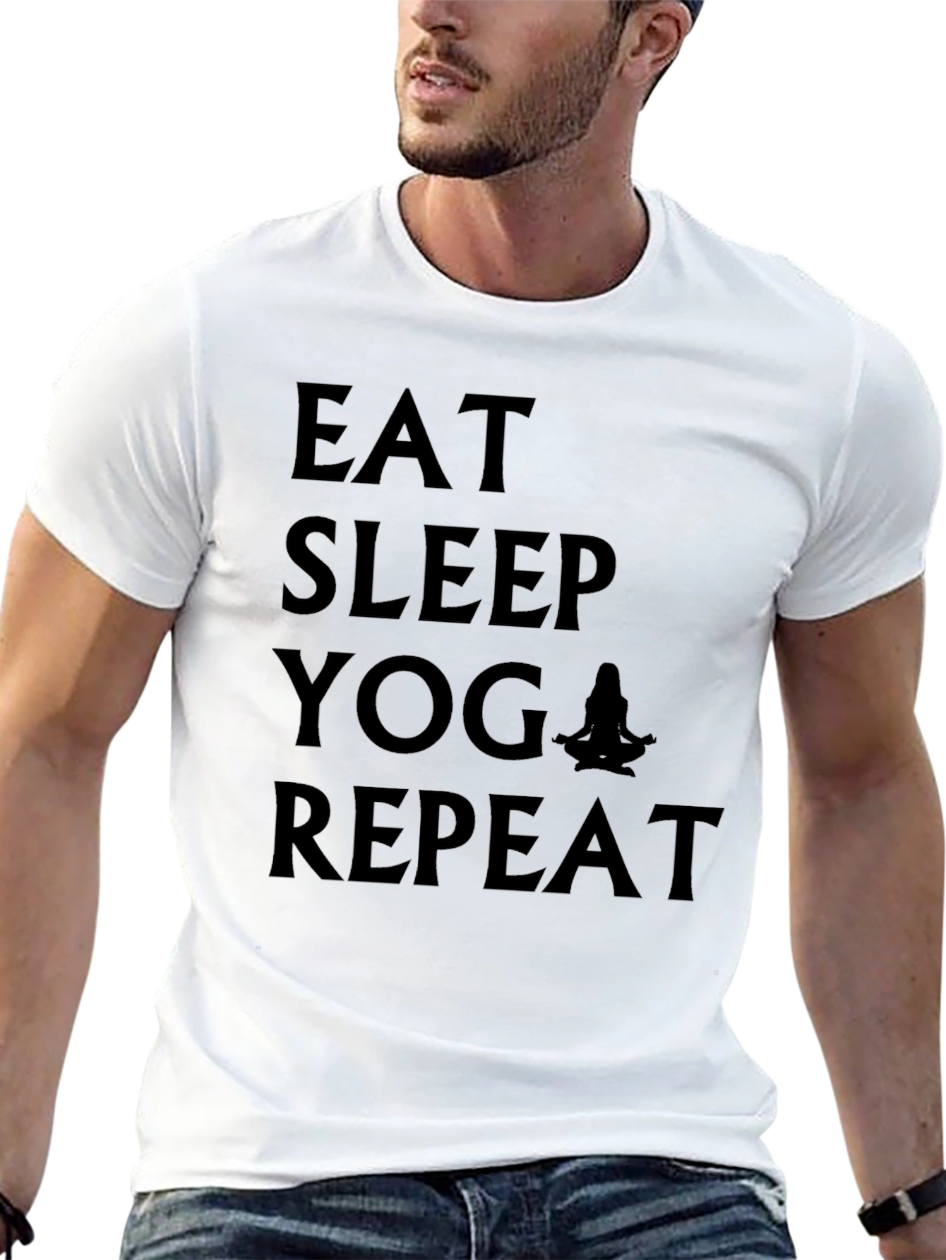 Eat Sleep Yoga Repeat Black Graphic T-Shirt