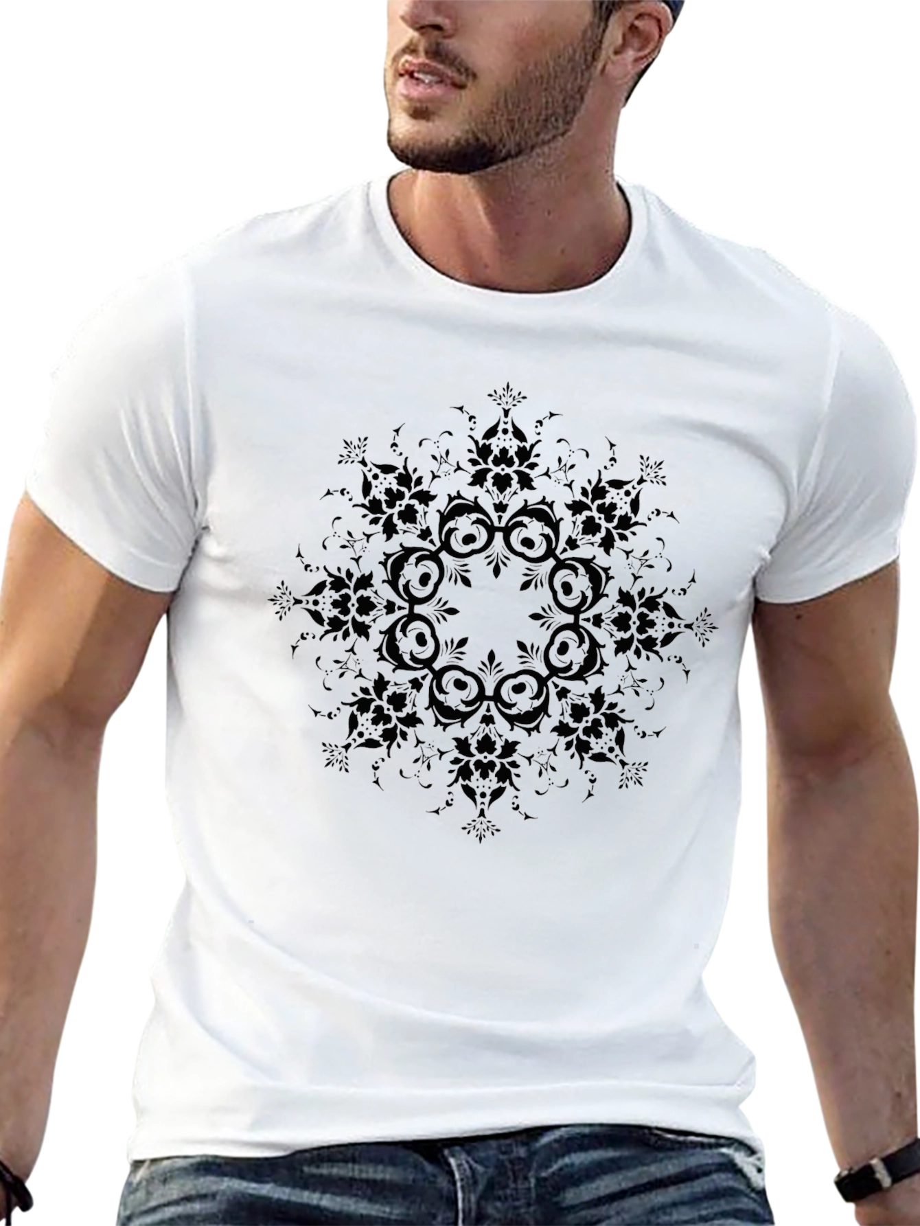 Black Floral Mandala T-Shirt - Stylish Comfort