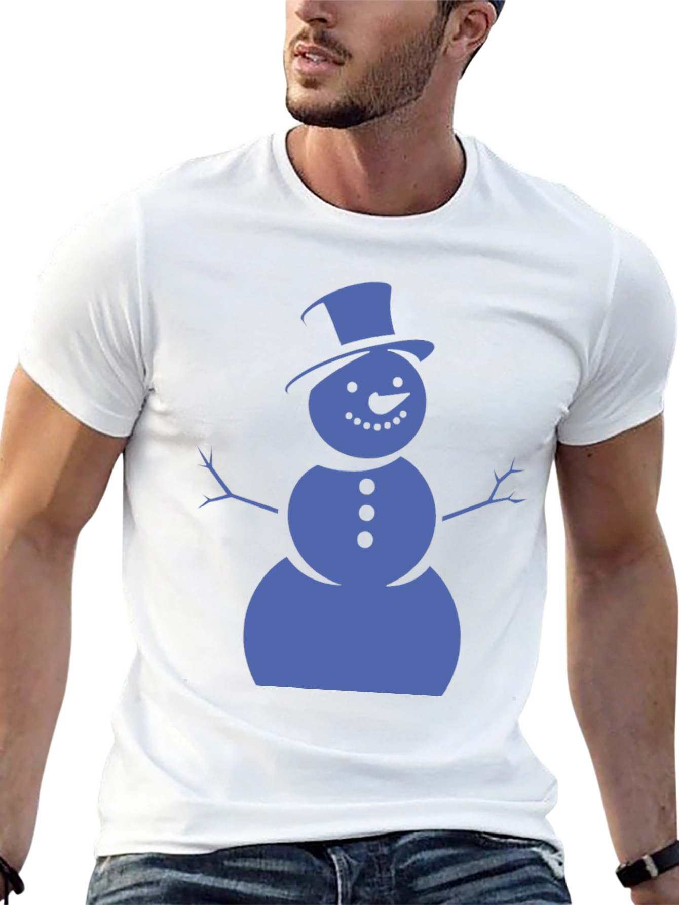 Snowman Graphic Tee - Black Cotton Shirt