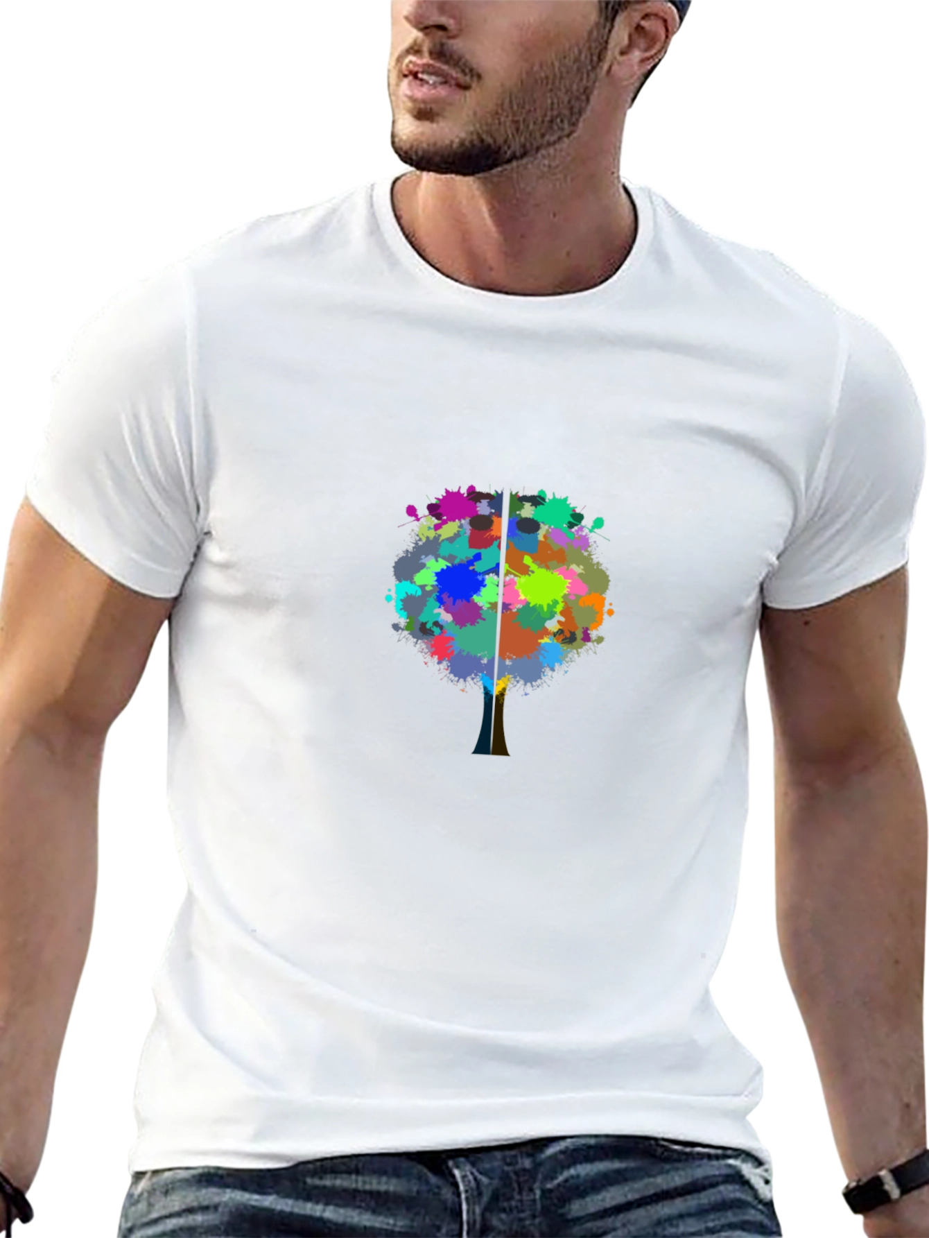 Abstract Tree Splatter Black T-Shirt