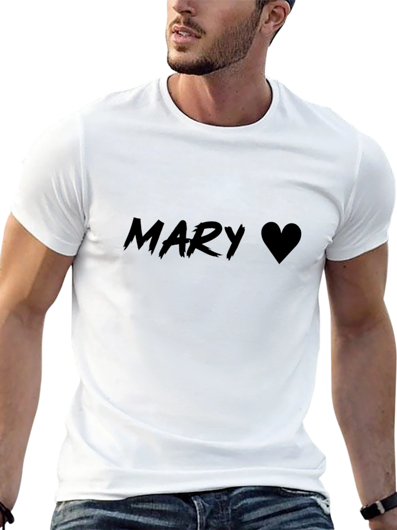 Mary Heart Black T-Shirt Casual Style