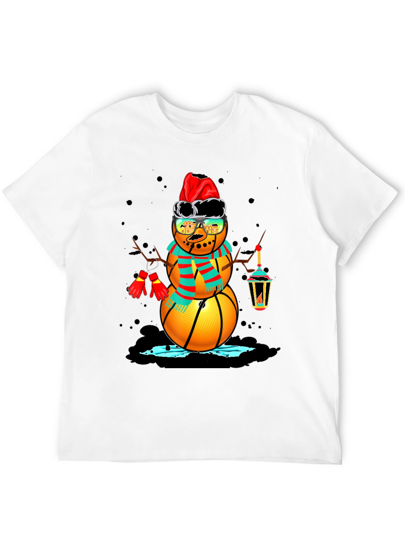 Basketball Snowman Holiday T-Shirt