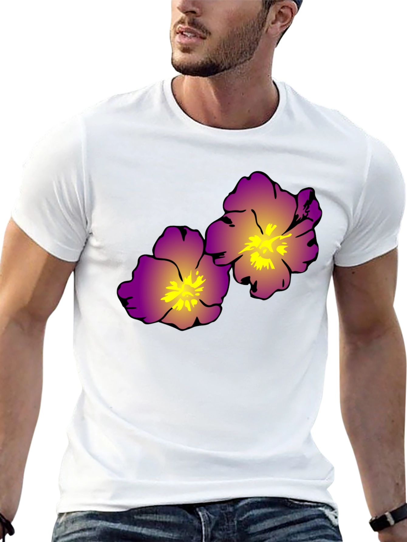 Floral Print Black T-Shirt