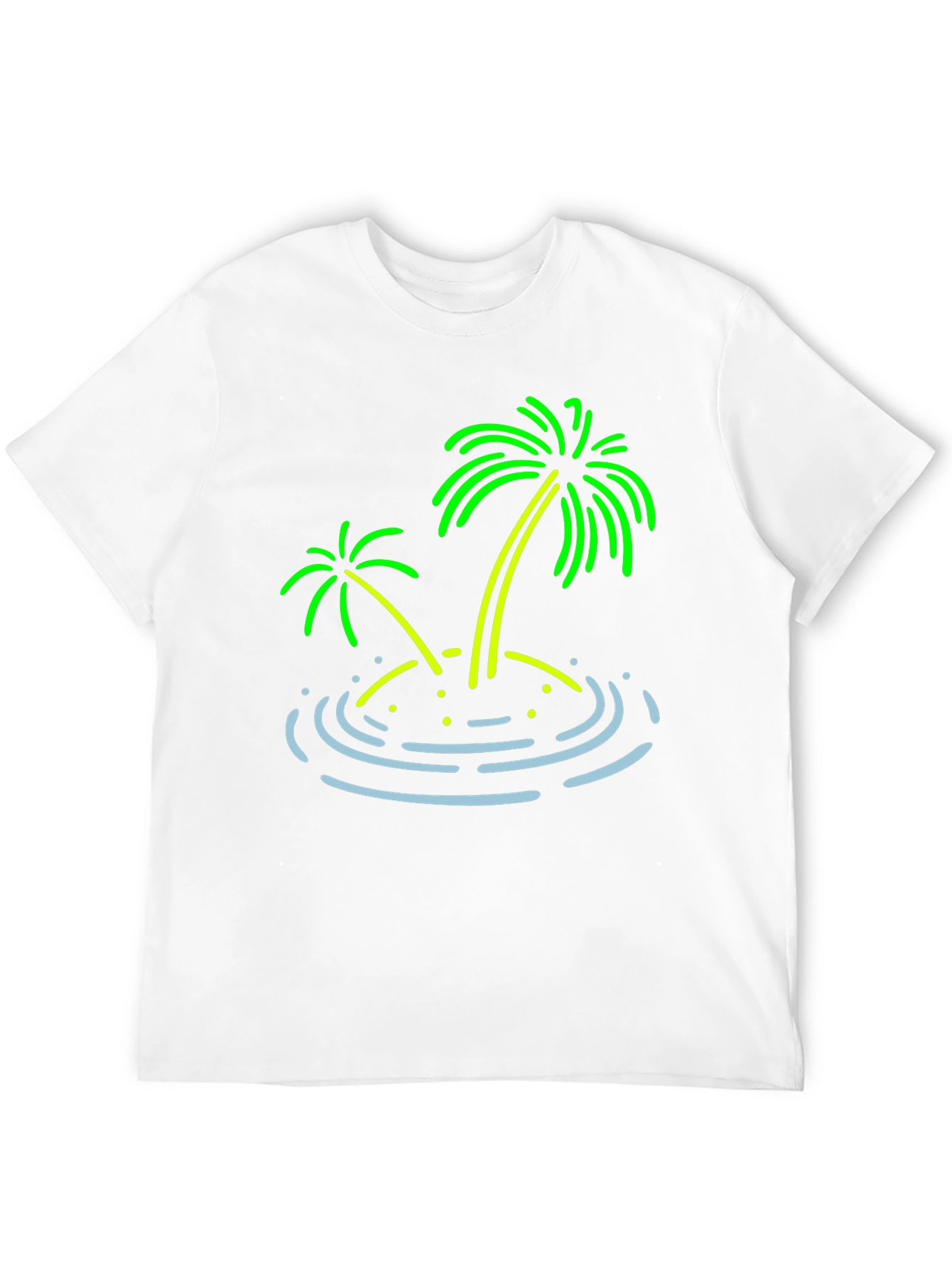 Island Palm Tree Graphic Tee - Black Cotton T-Shirt