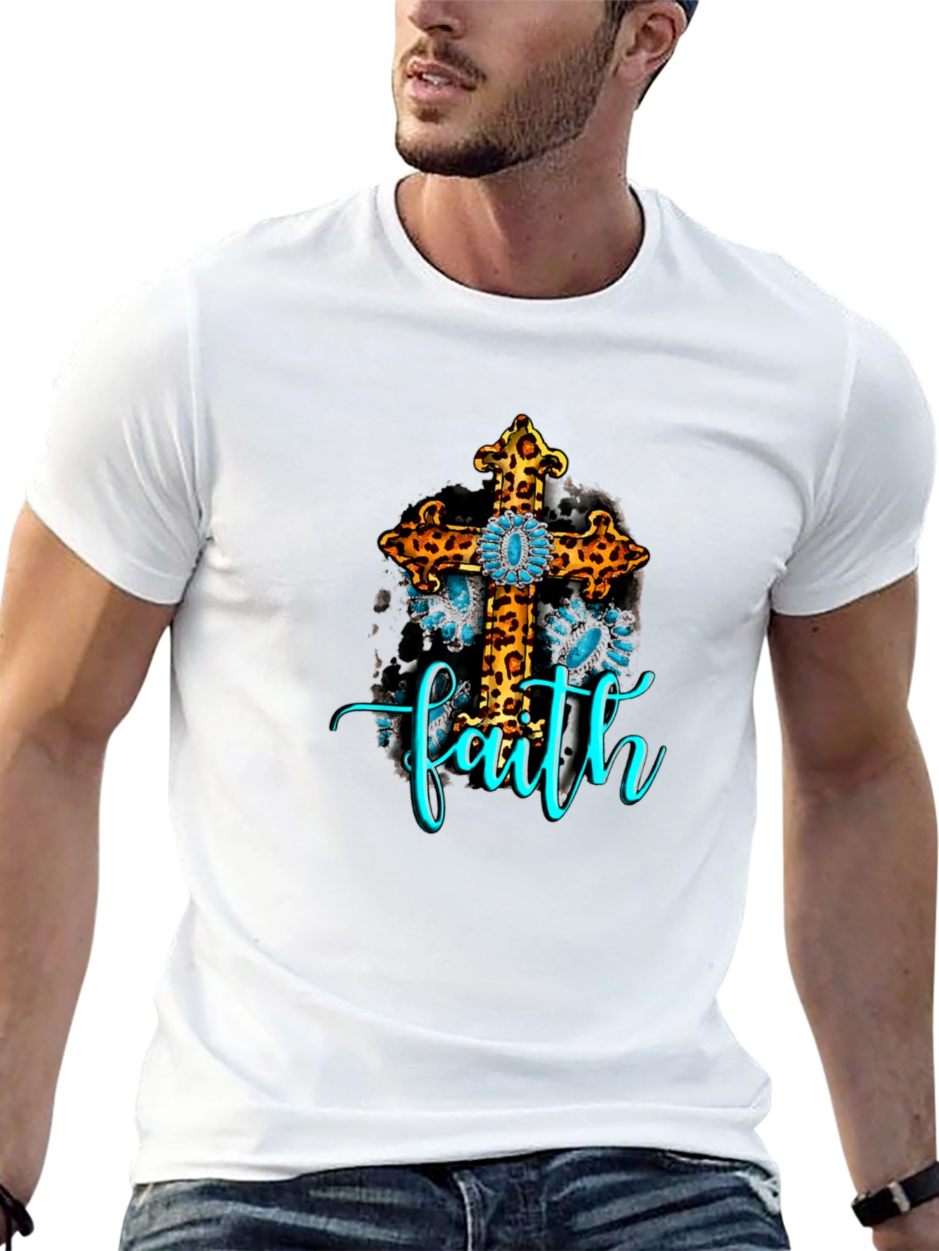 Faith Leopard Cross Graphic Tee
