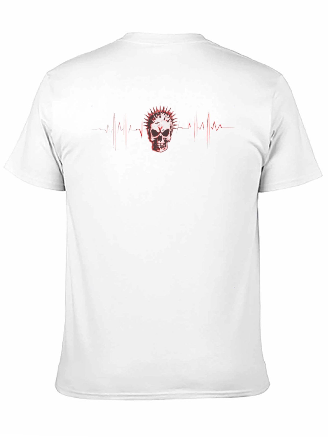 Edgy Skull Heartbeat Graphic Tee - Black