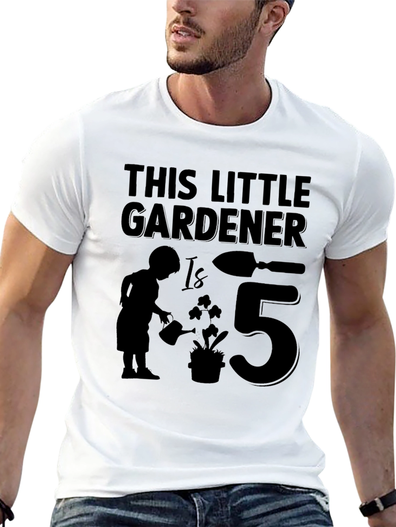 Little Gardener 5th Birthday Black T-Shirt