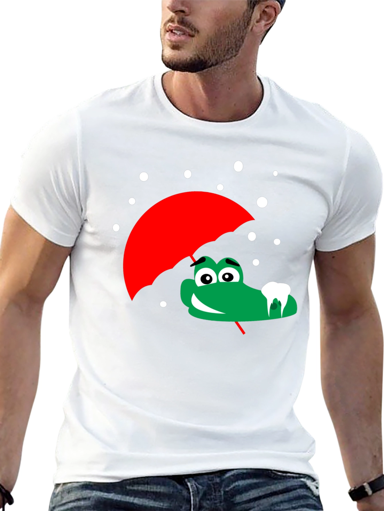 Cartoon Alligator with Umbrella Graphic Tee