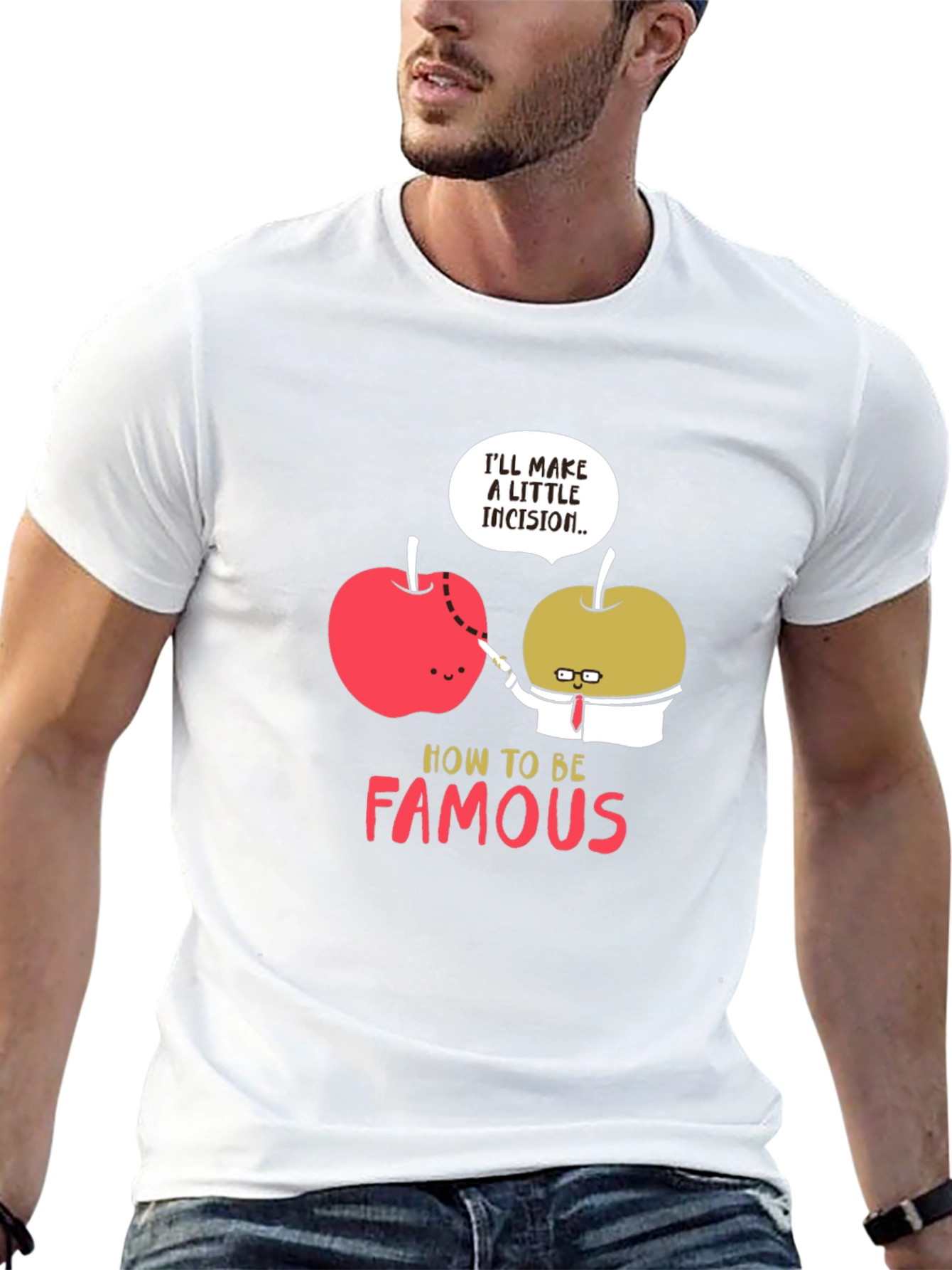 Funny Apple Incision Graphic T-Shirt