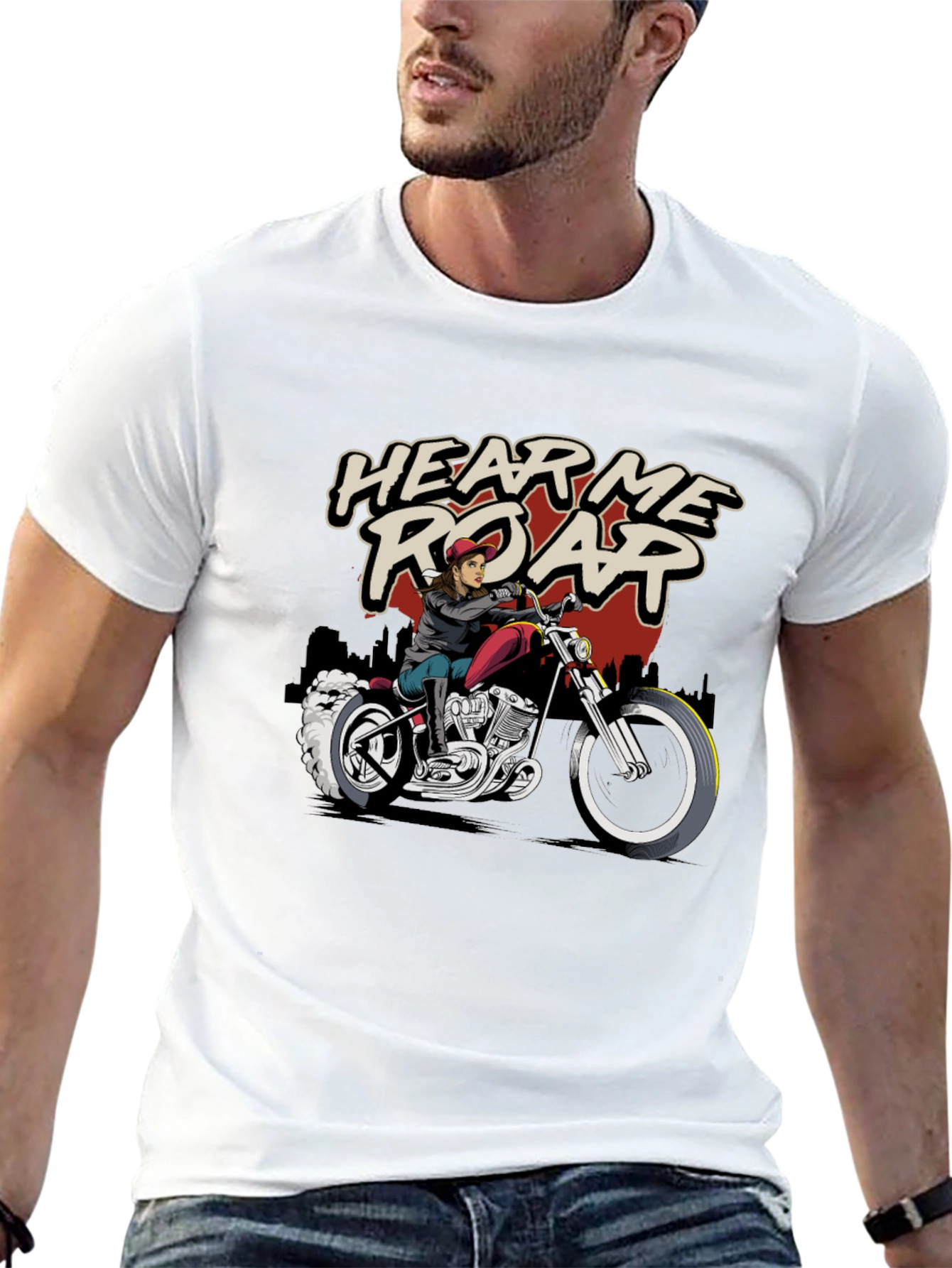 Hear Me Roar Biker T-Shirt - Black Cotton Tee