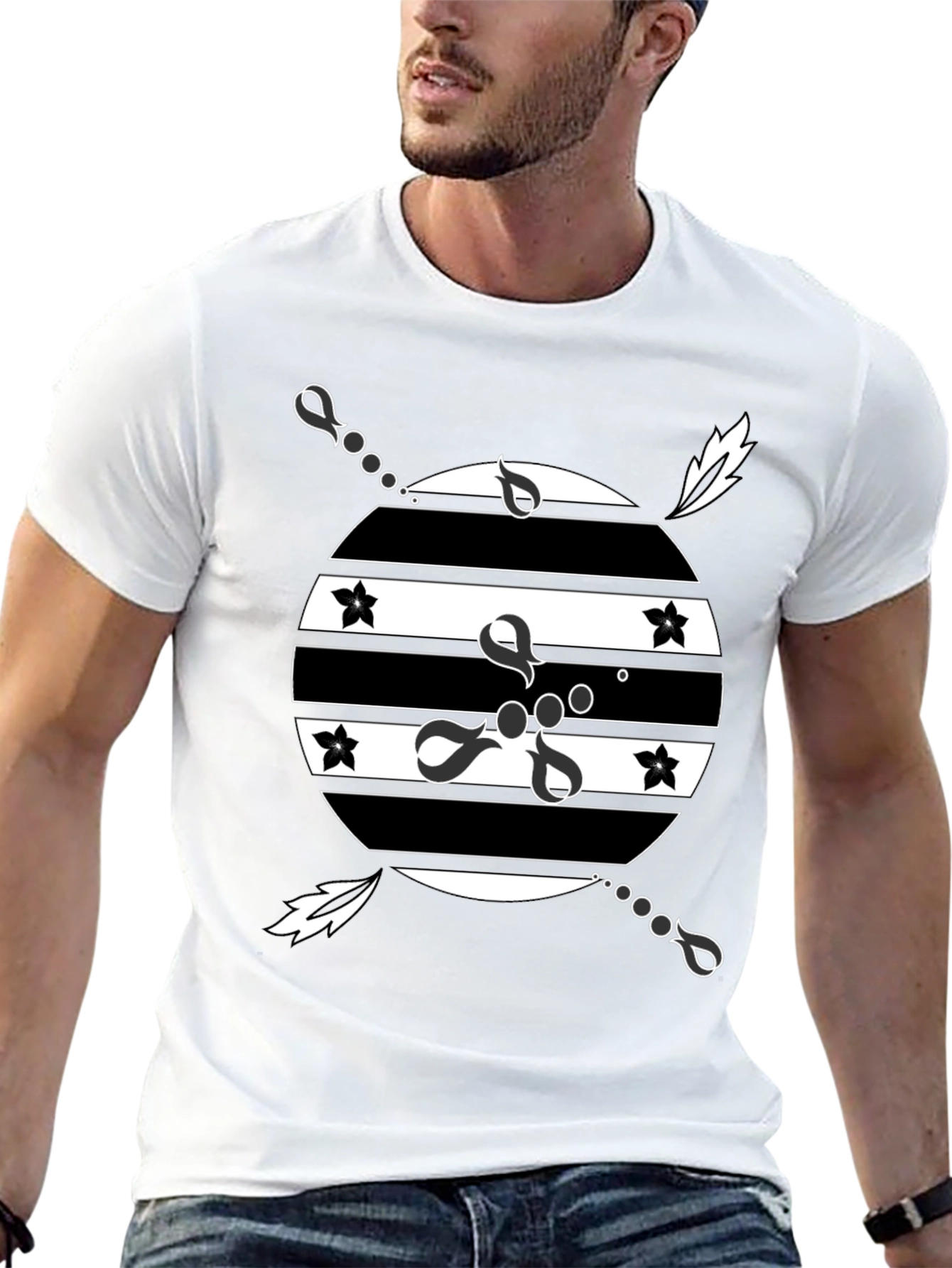 Mens Black Graphic T-Shirt - Retro Design