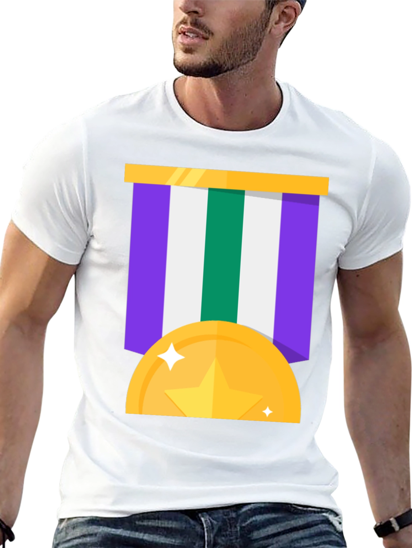 Award Medal Graphic Tee - Black Cotton Blend