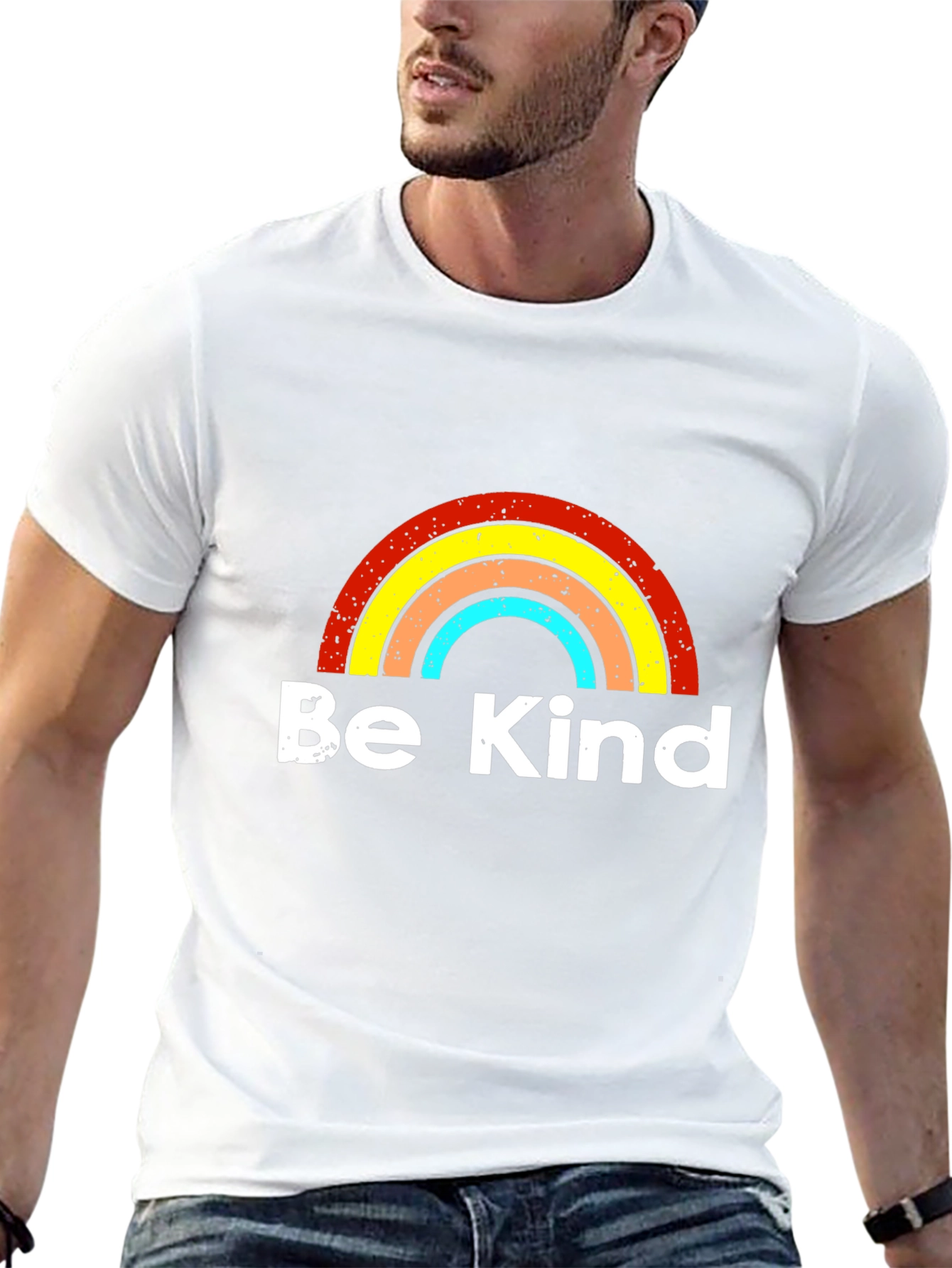 Be Kind Rainbow Graphic T-Shirt - Black
