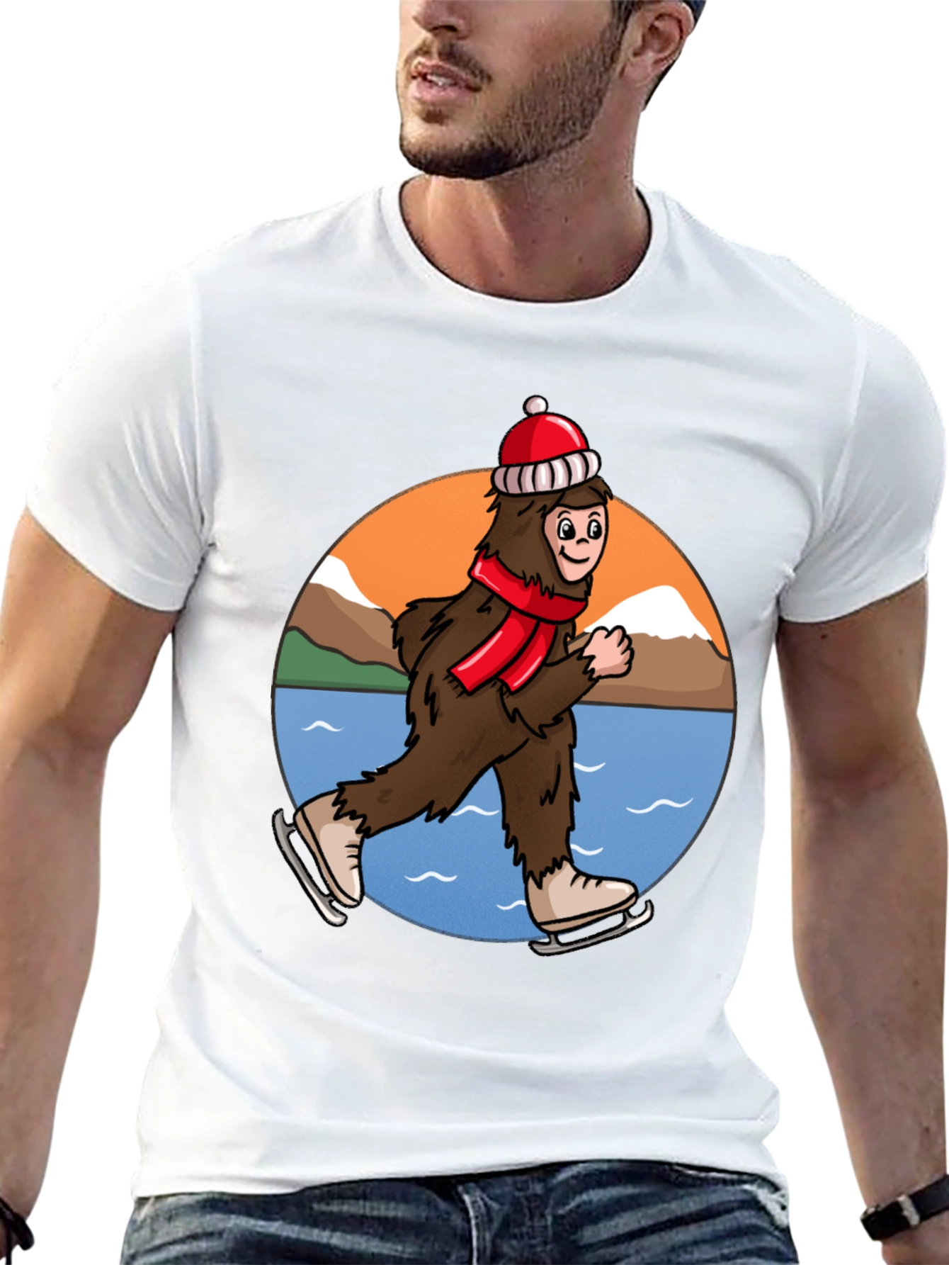 Sasquatch Ice Skating Holiday T-Shirt