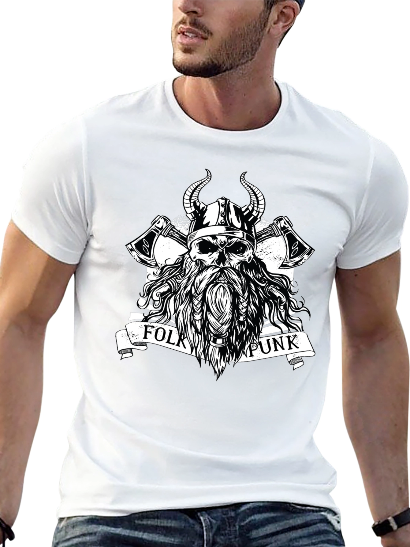Folk Punk Viking Skull T-Shirt