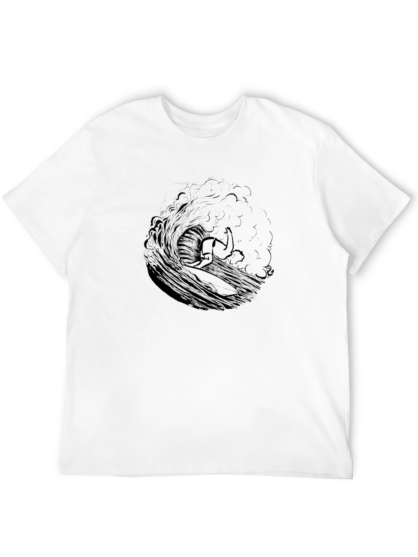 Surfing Wave Graphic Tee - Black