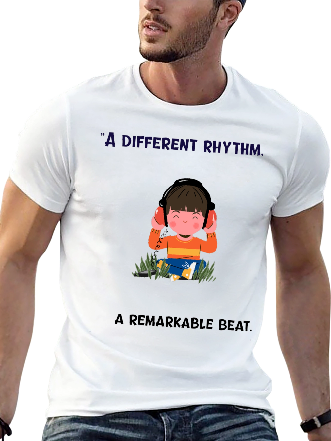 Boy with Headphones Graphic T-Shirt - Unique Design