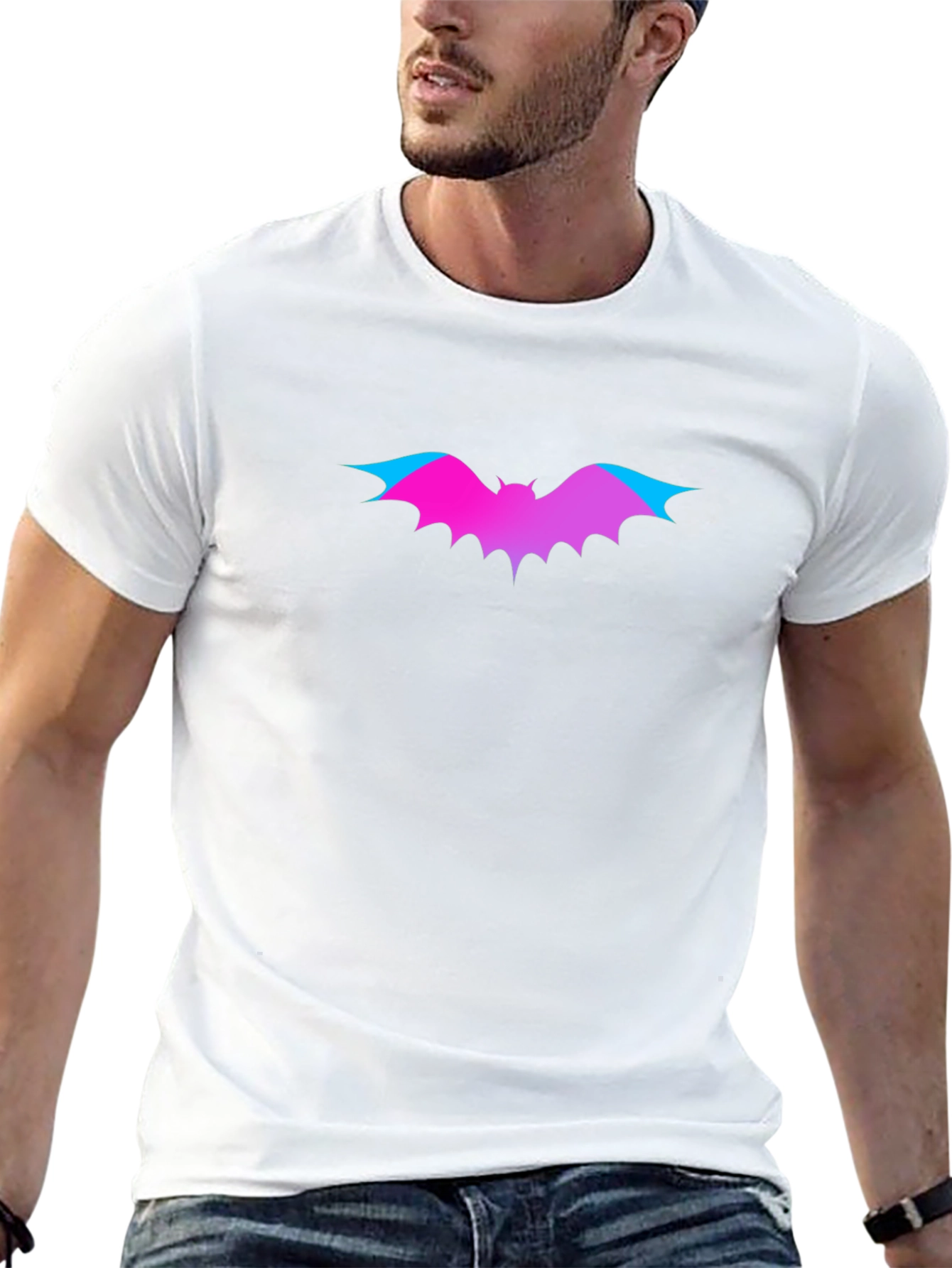 Gradient Bat Graphic Tee - Black T-Shirt