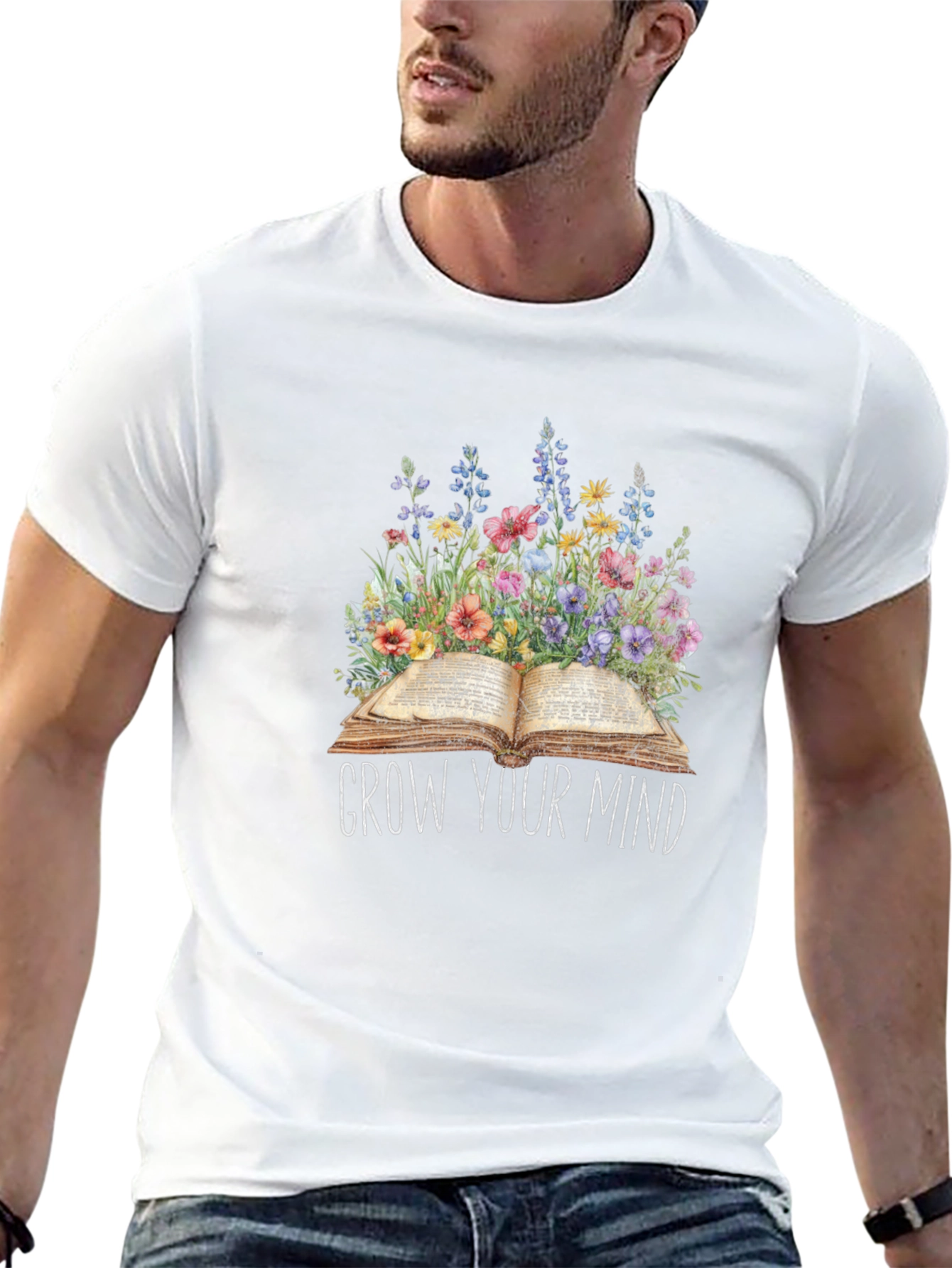 Grow Your Mind Floral Book T-Shirt