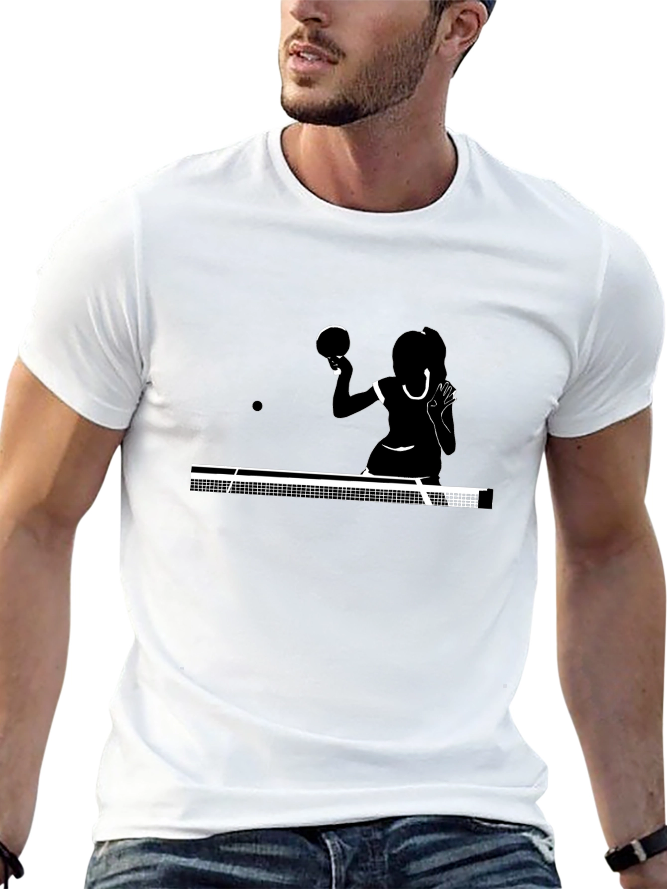 Table Tennis Silhouette Graphic T-Shirt