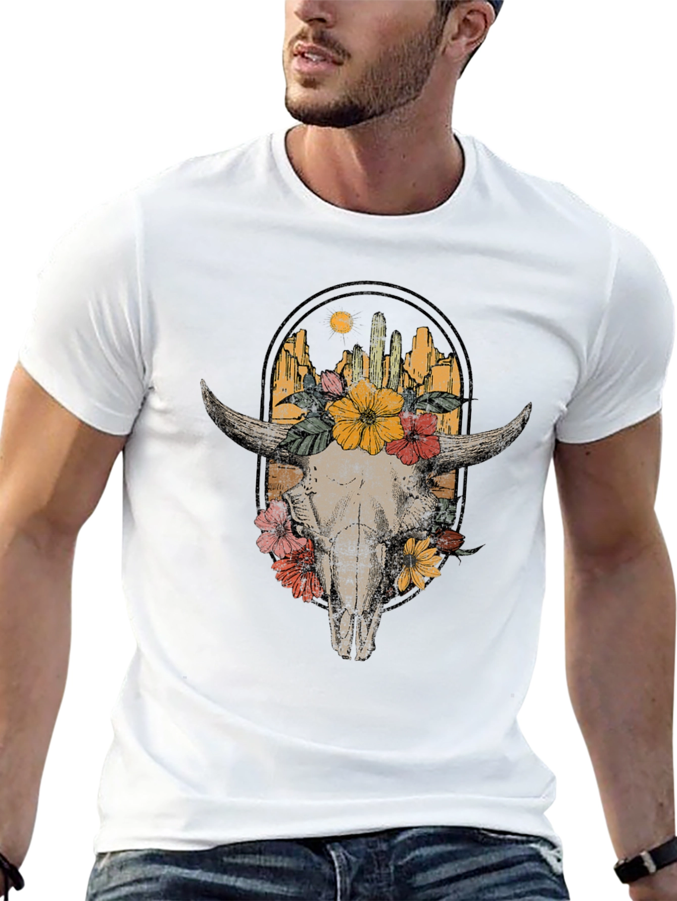 Floral Skull Graphic Tee - Desert Vibes