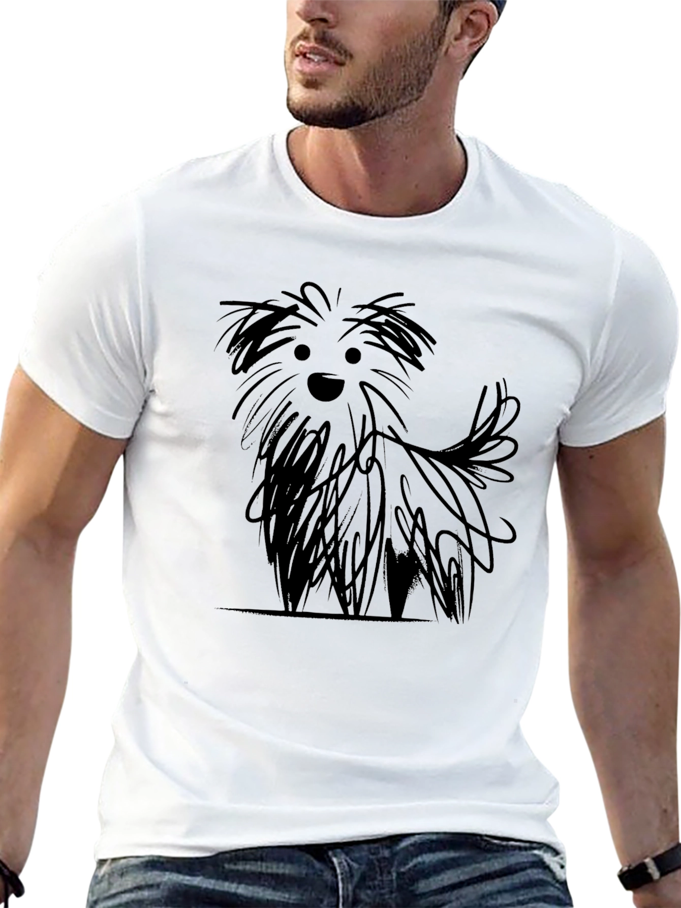 Dog Sketch Black T-Shirt