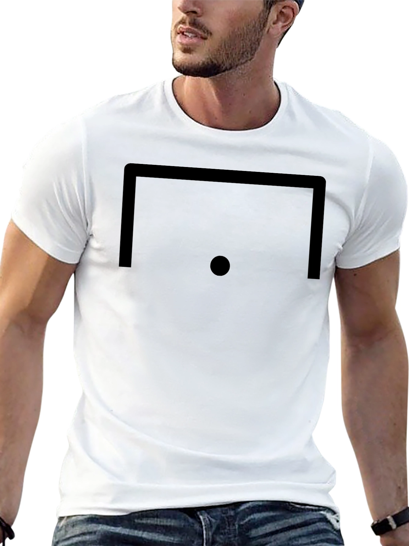 Minimalist Soccer Goal Graphic T-Shirt - Black