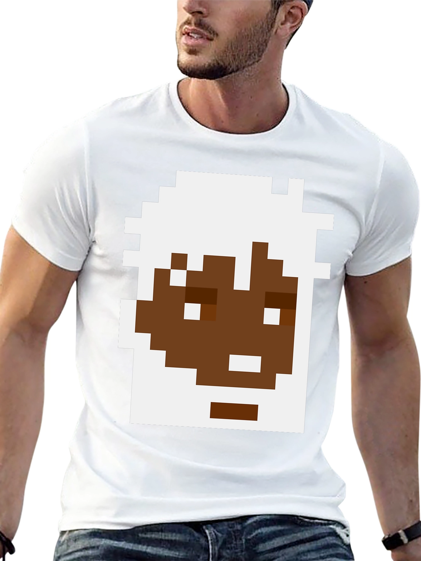 Pixel Art Face Graphic Tee - Black