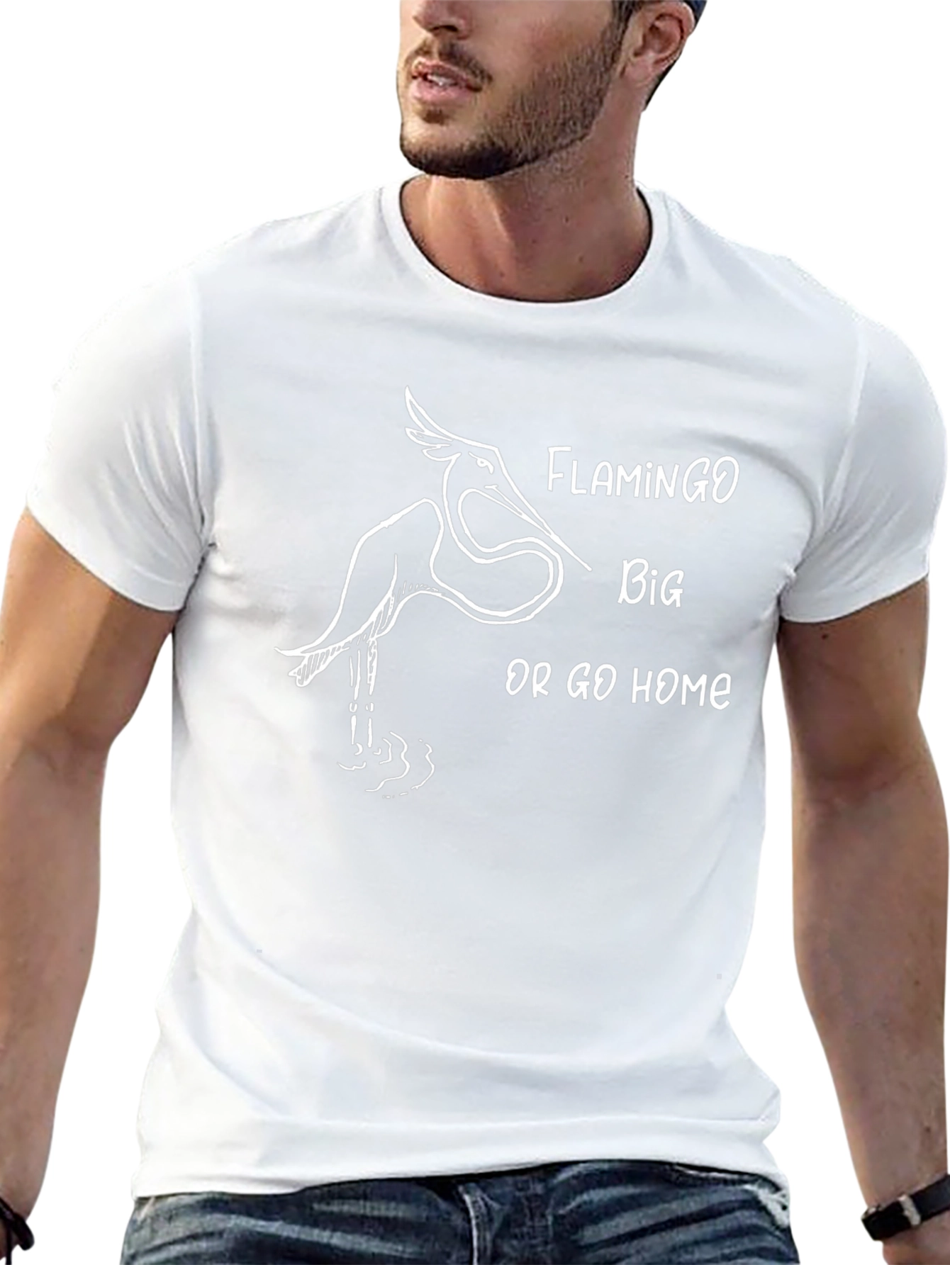 Flamingo Big Or Go Home Black T-Shirt