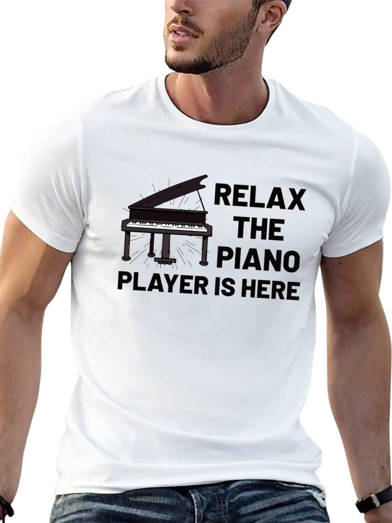 Relax The Piano Player Is Here Black T-Shirt