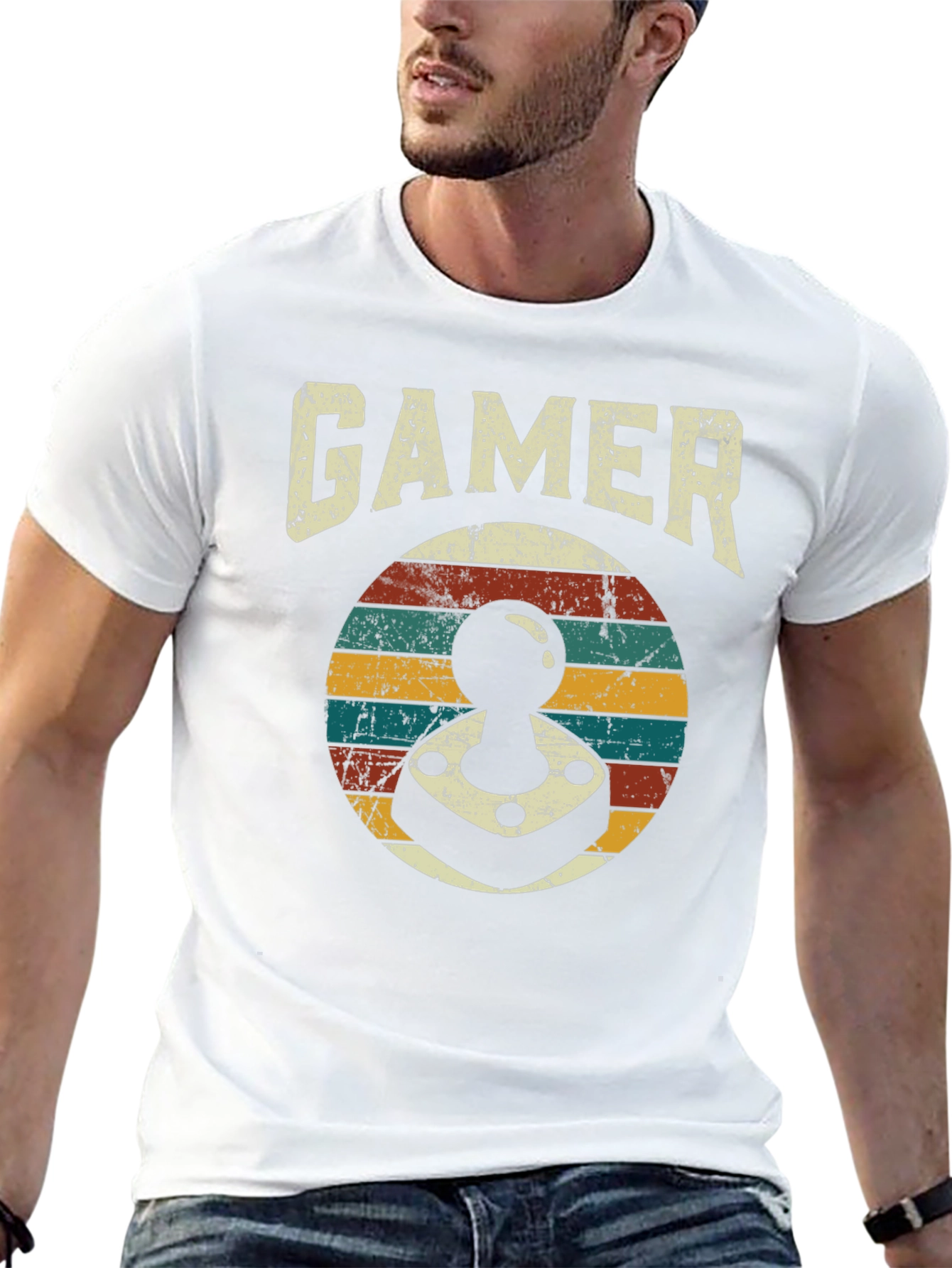Retro Gamer Joystick Graphic Tee - Black