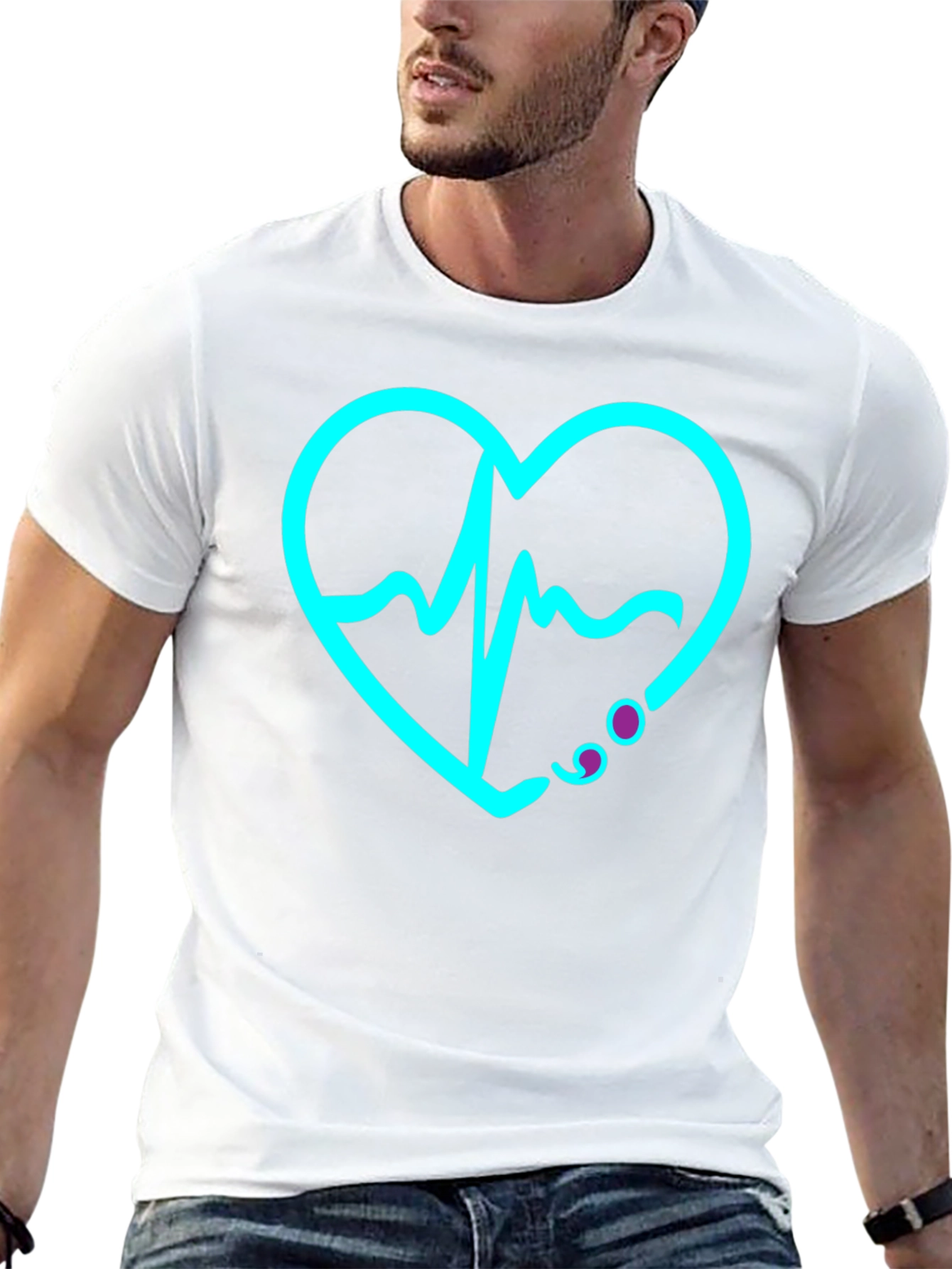 Heartbeat Heartline Graphic Black Tee Shirt