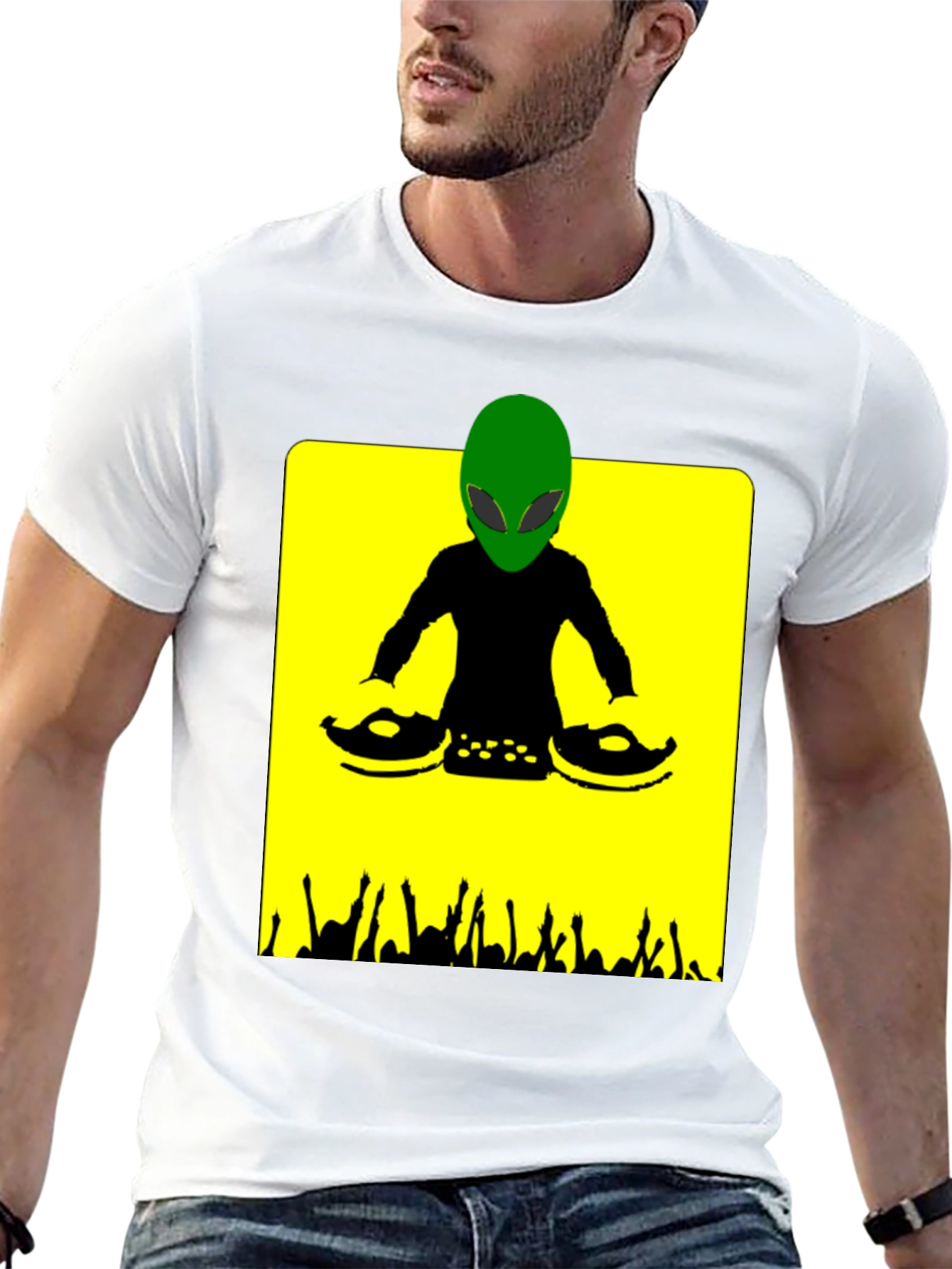 Alien DJ Graphic T-Shirt - Black