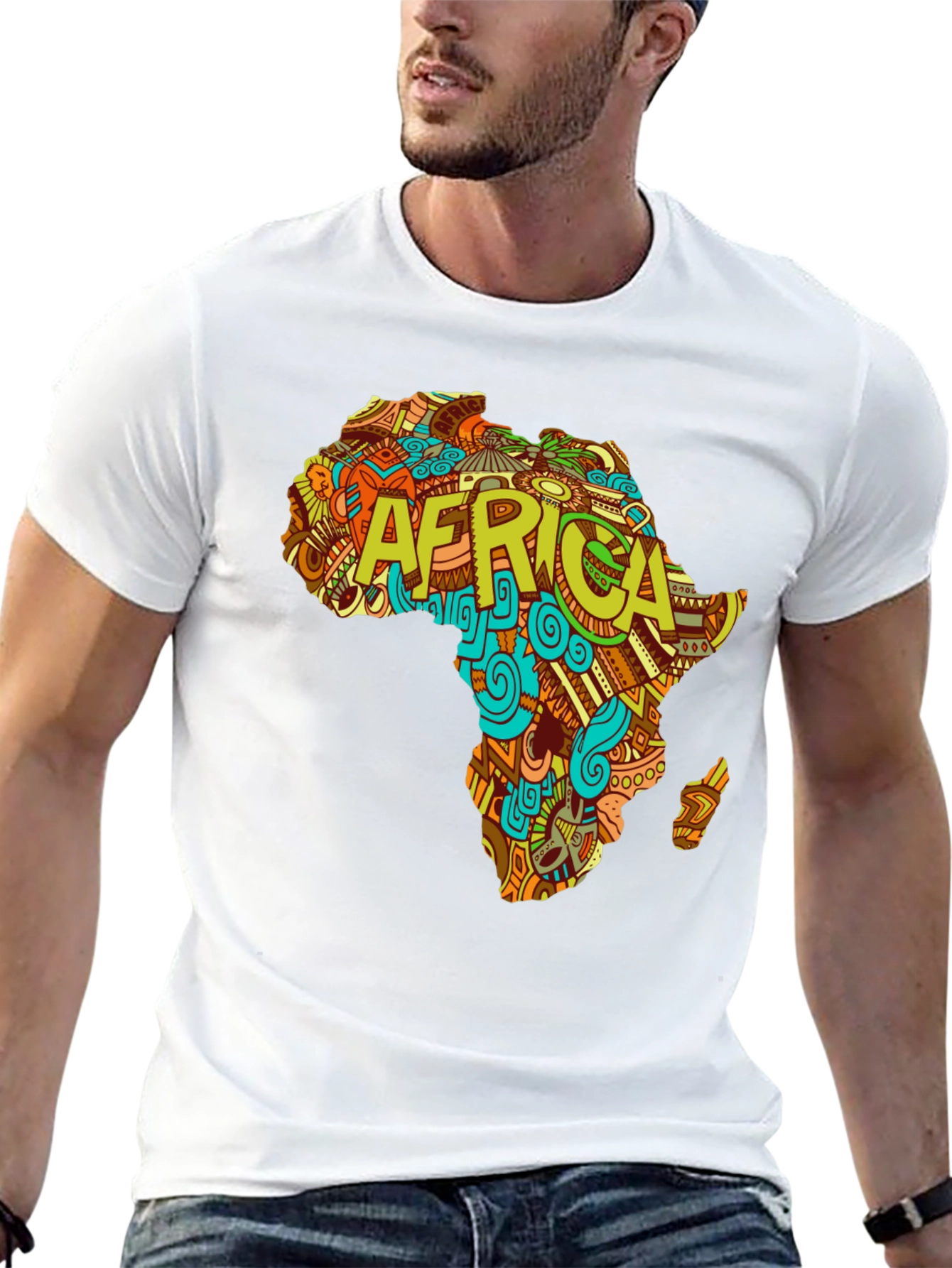Africa Map Graphic Tee - Black Cotton T-Shirt