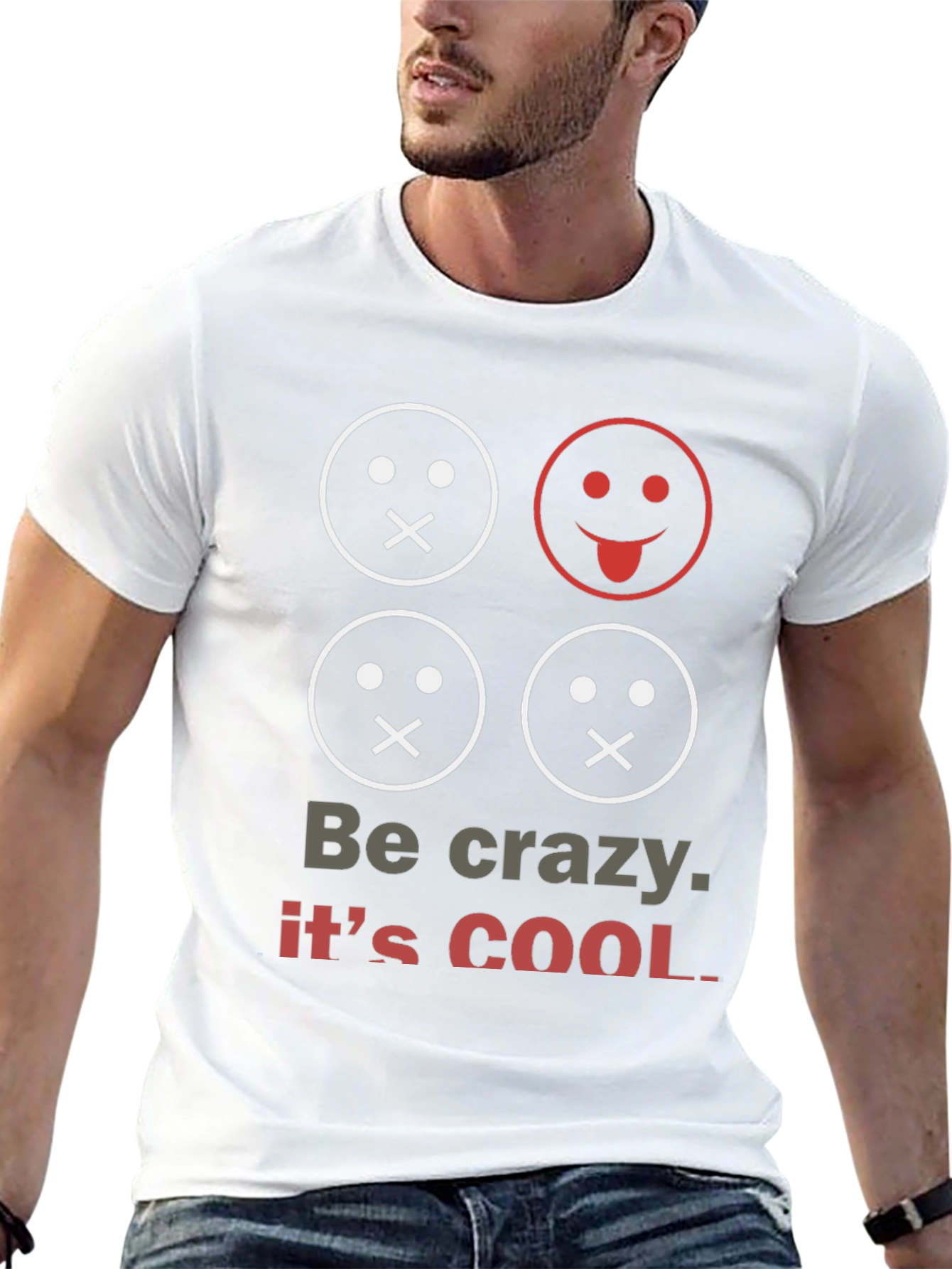 Be Crazy Mens Graphic Print T-Shirt