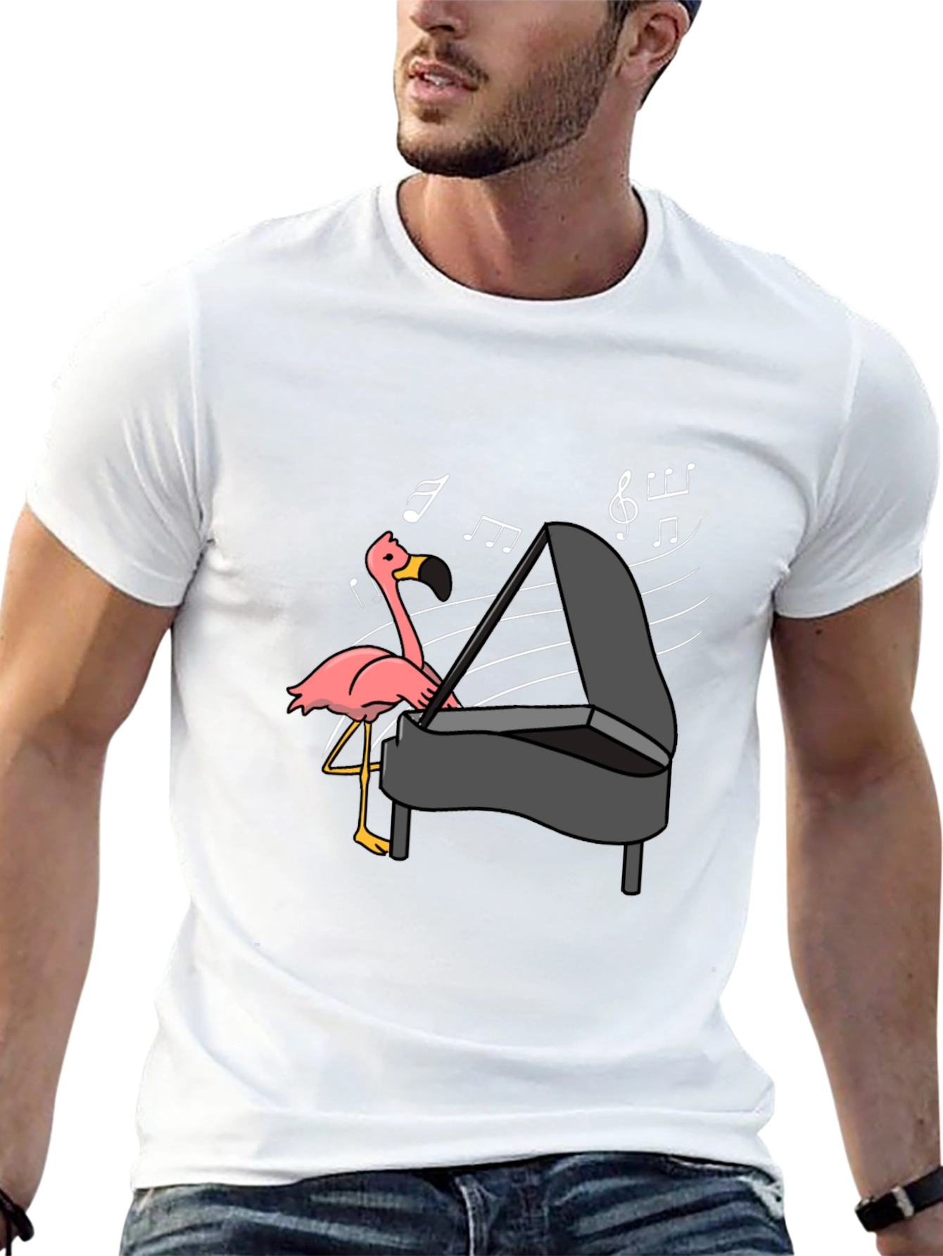 Flamingo Playing Piano T-Shirt - Music Lover Tee