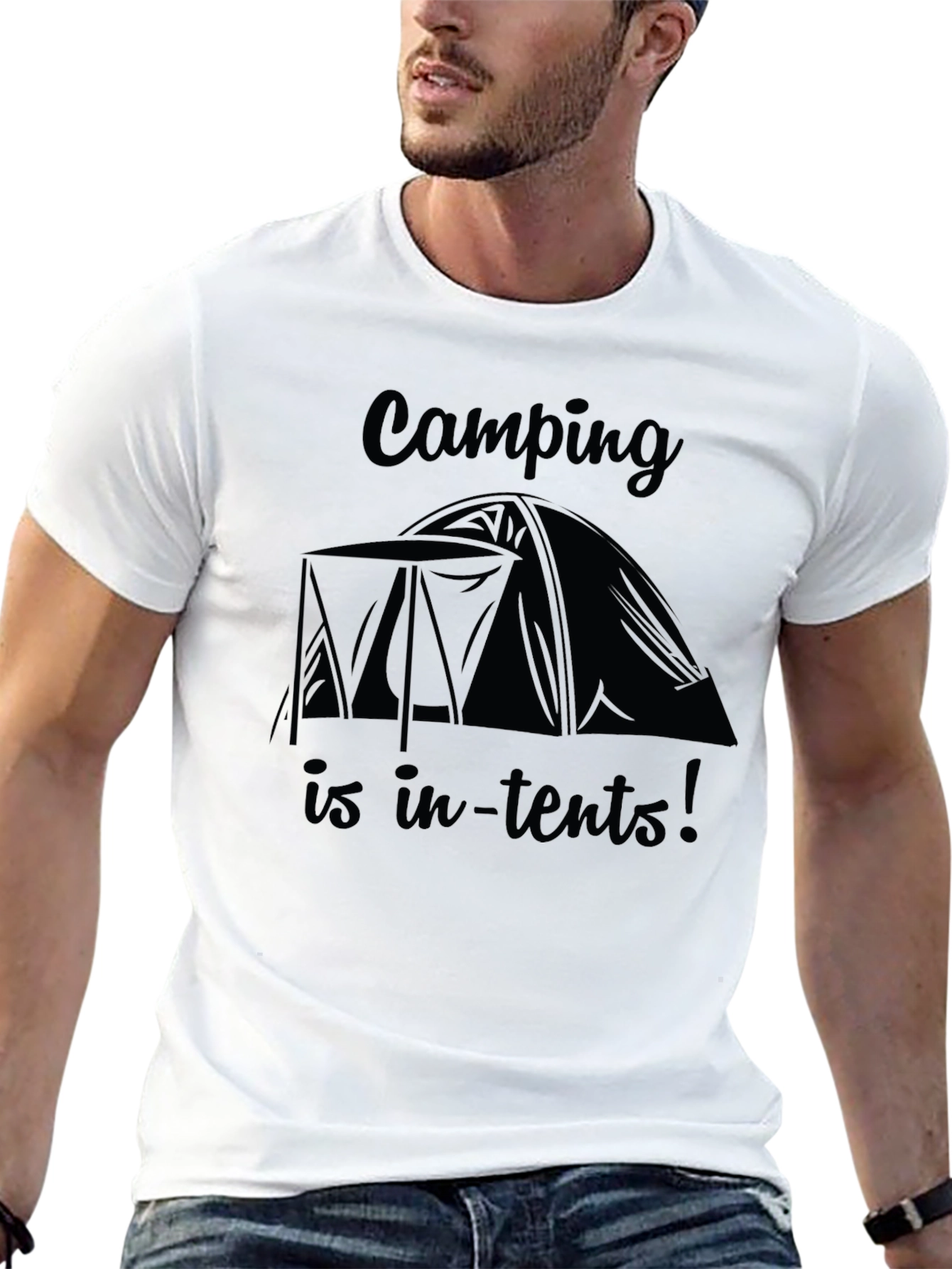 Camping is in-tents! Black Graphic Tee