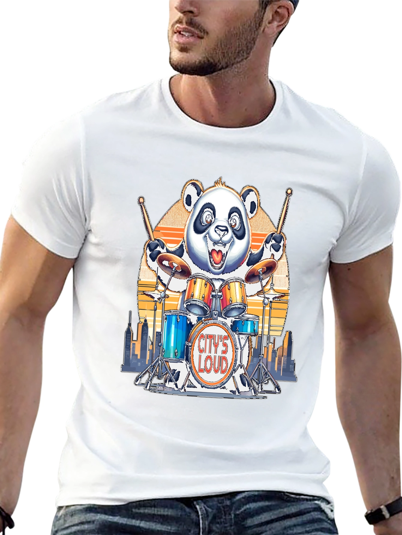 Citys Loud Drummer Panda T-Shirt