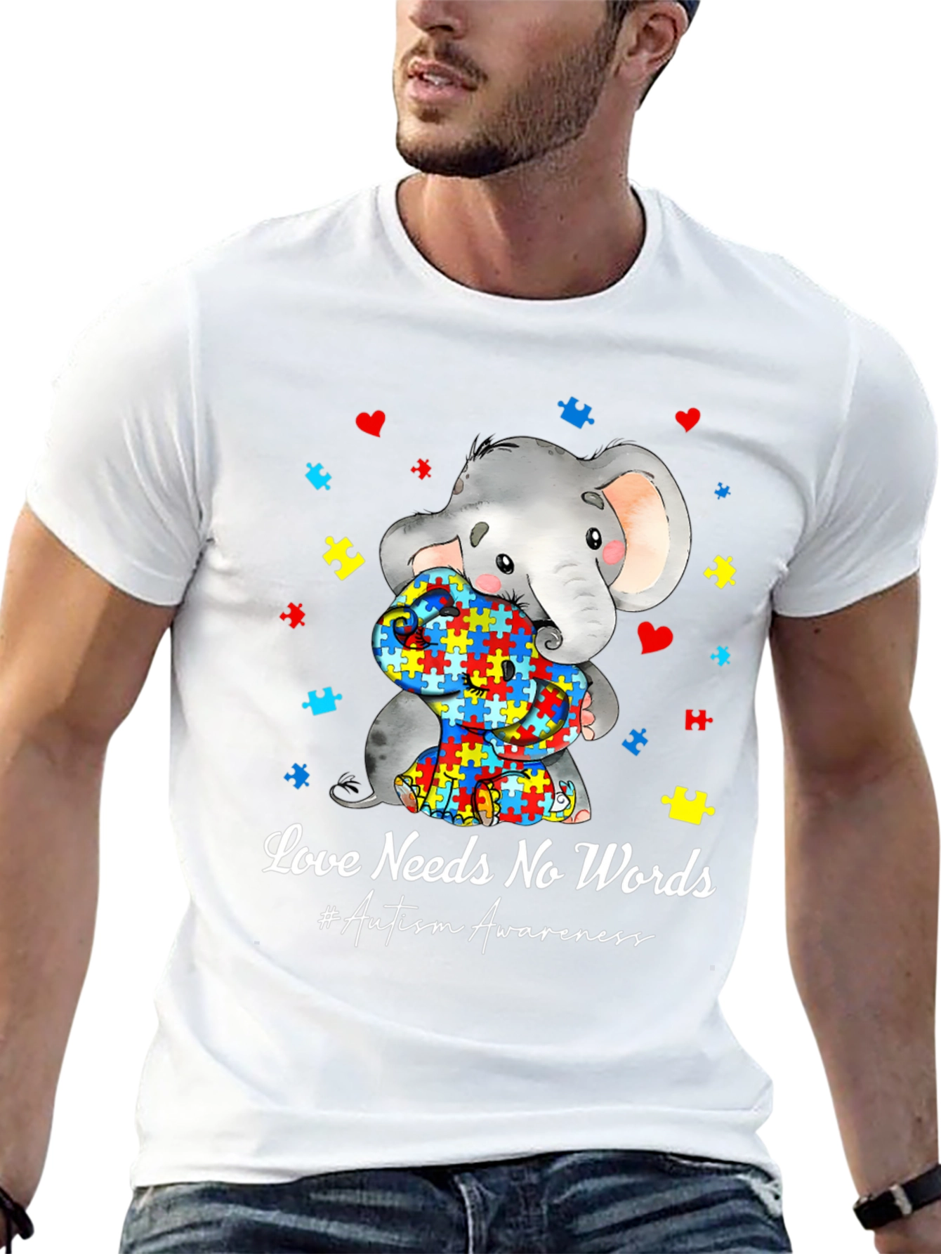 Love Needs No Words Autism Awareness Elephant T-Shirt